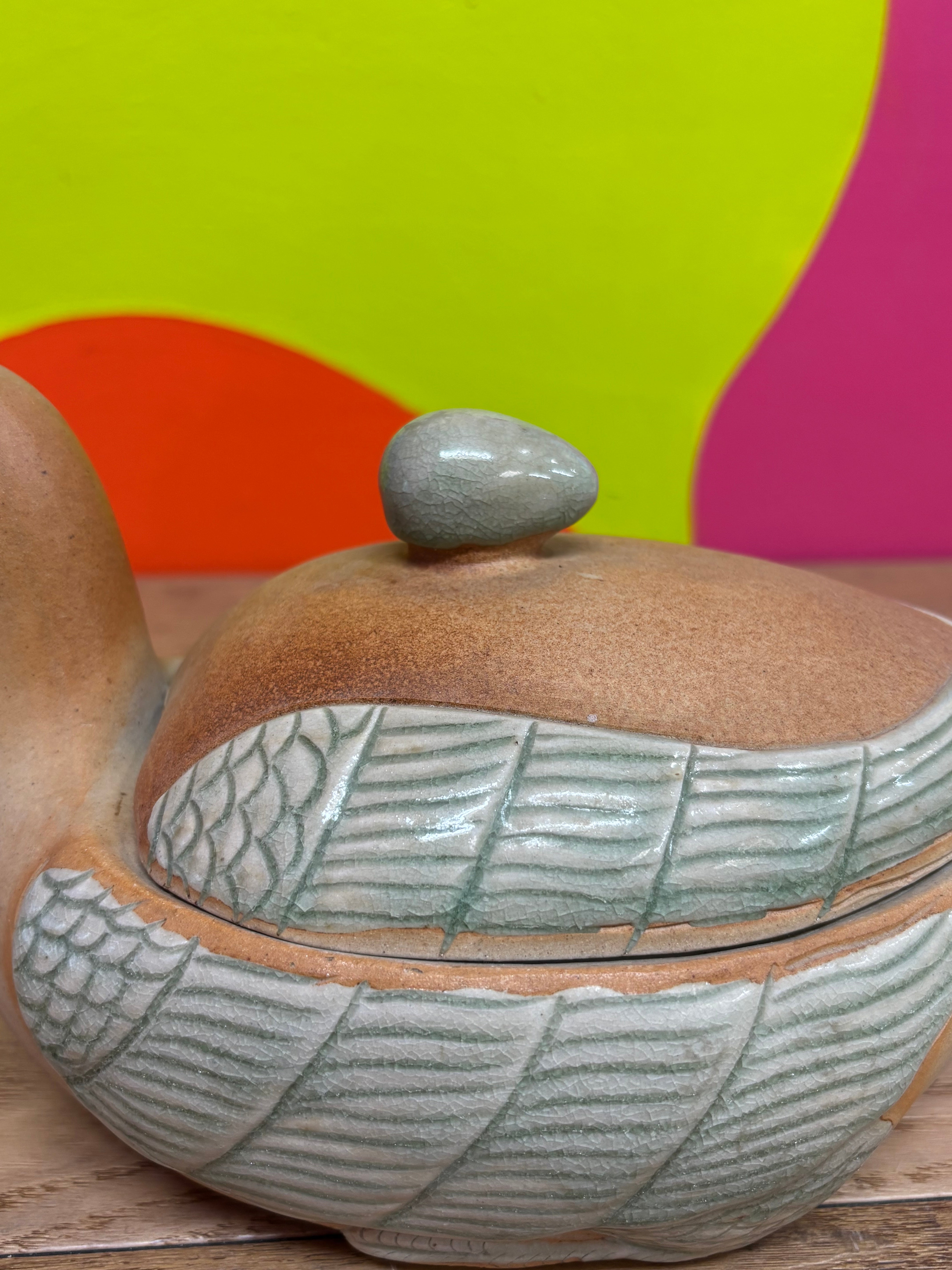 Stoneware Duck Jar