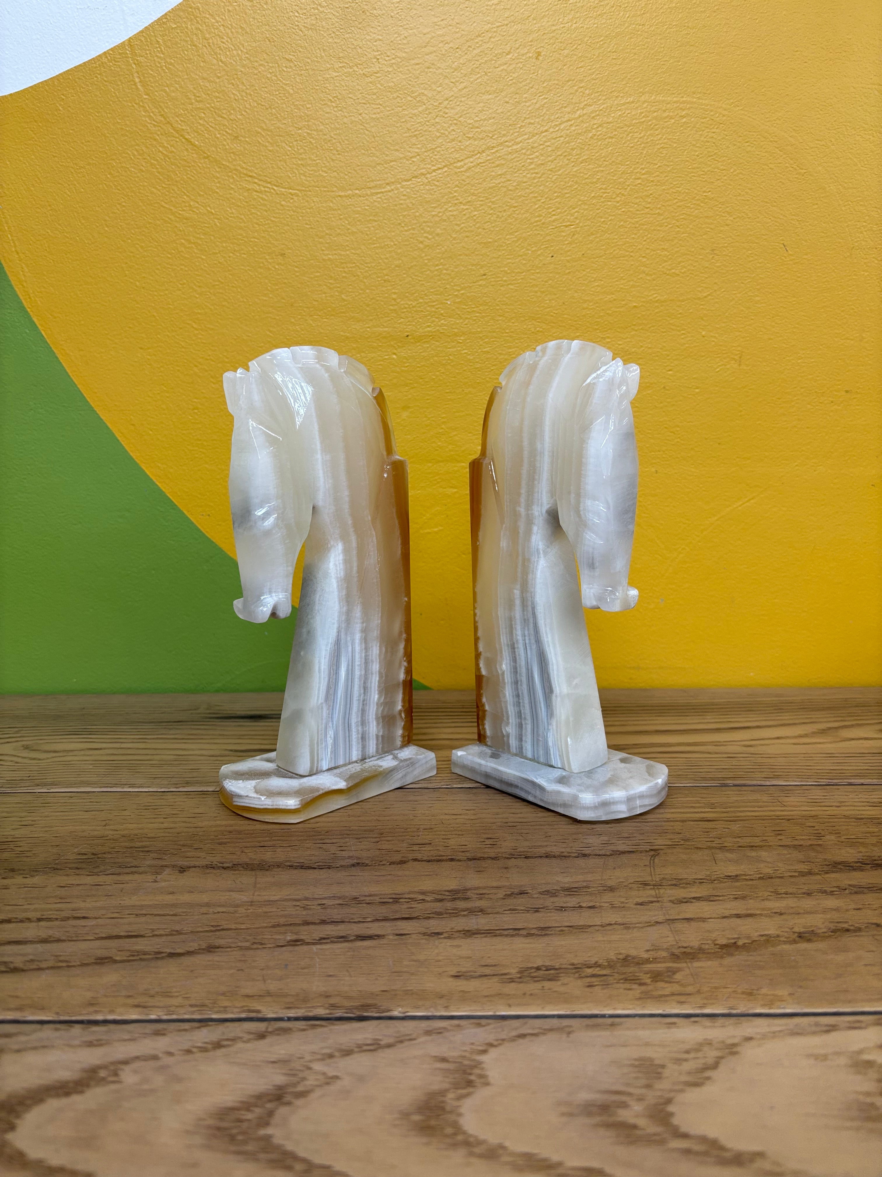 Onyx Horse Head Bookends