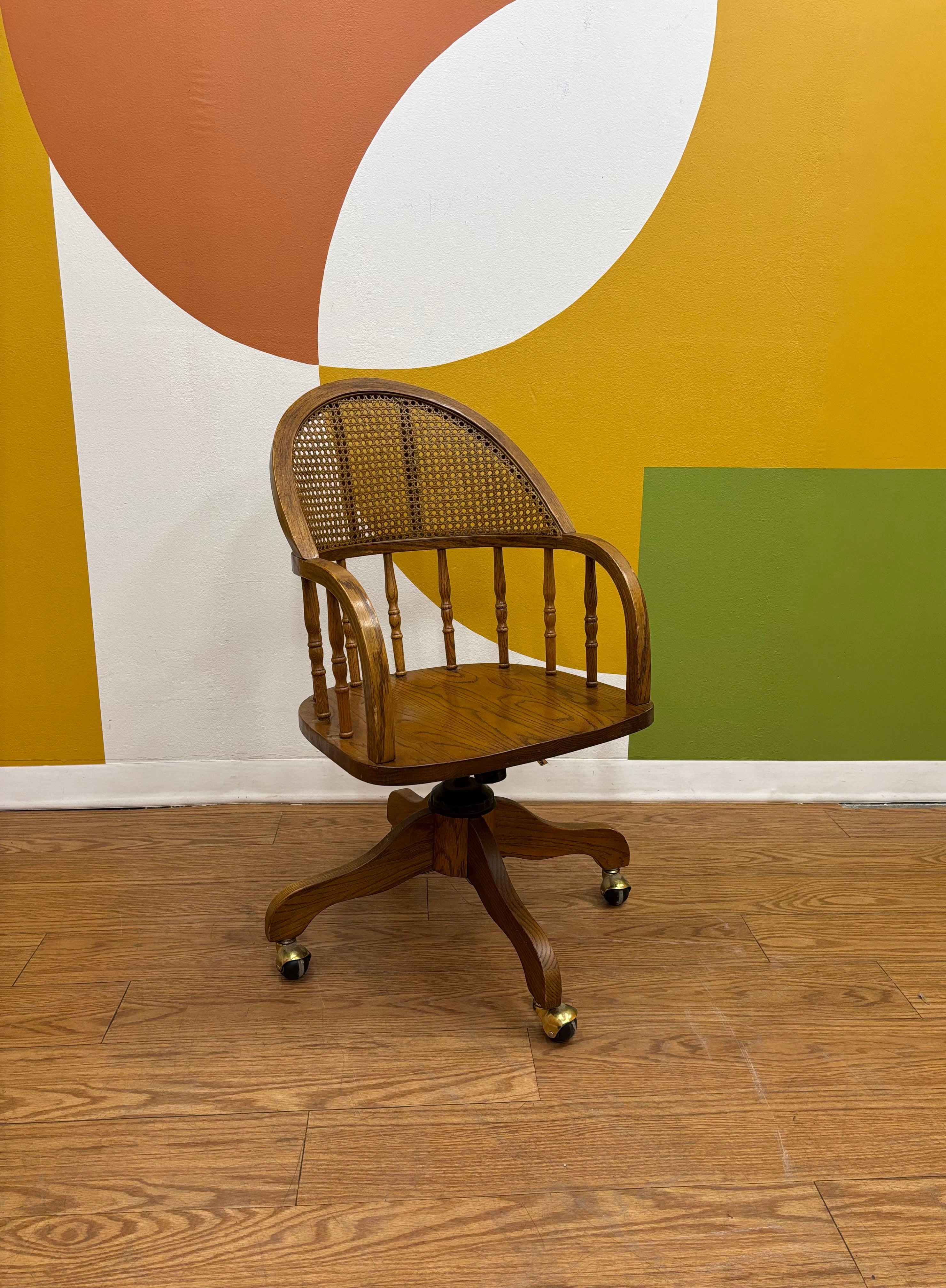 Rolling Desk Chair with Caned Back