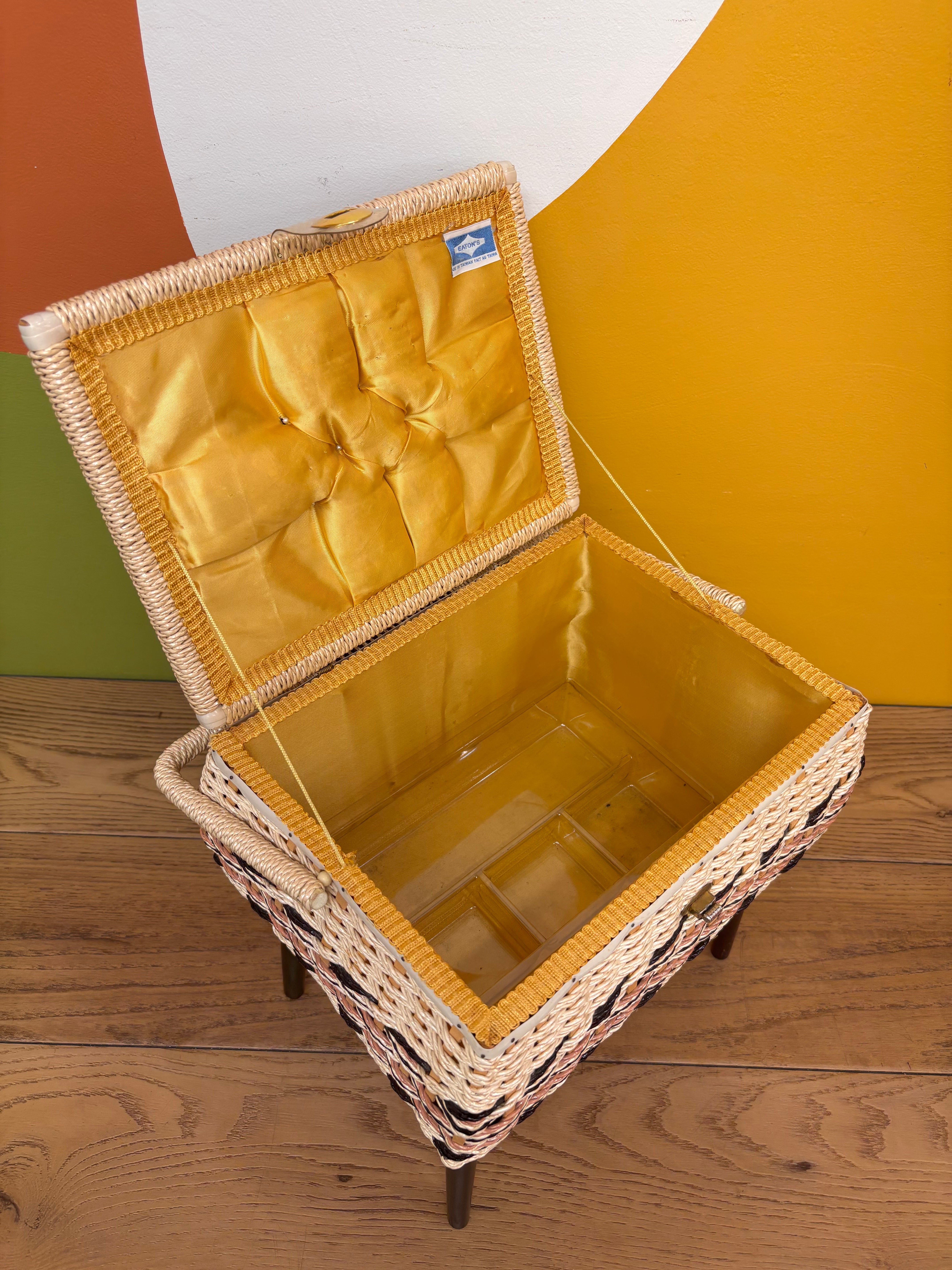 Wicker Fabric Tapestry Sewing Basket