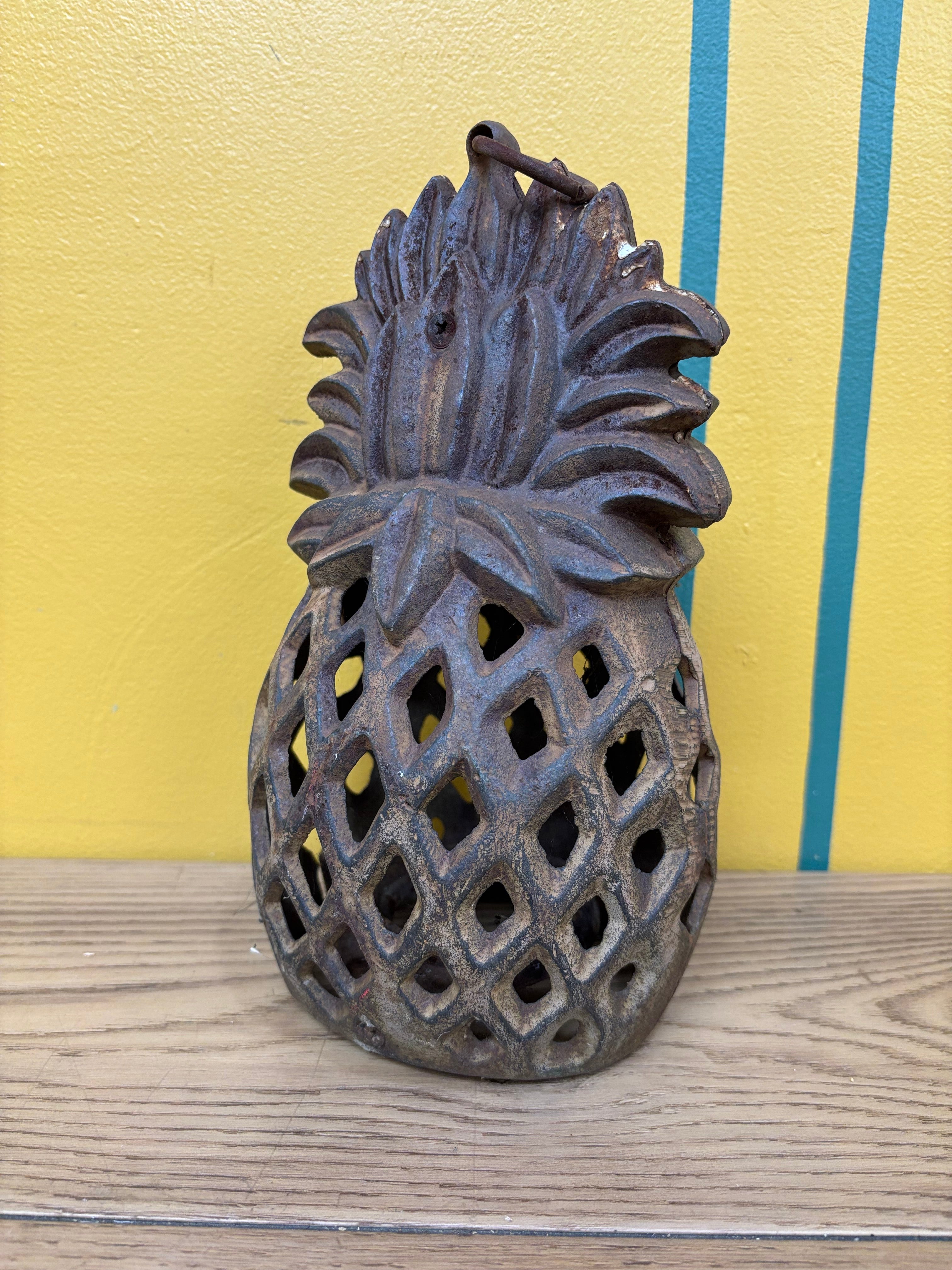 Cast Iron Pineapple Lantern Candle Holder