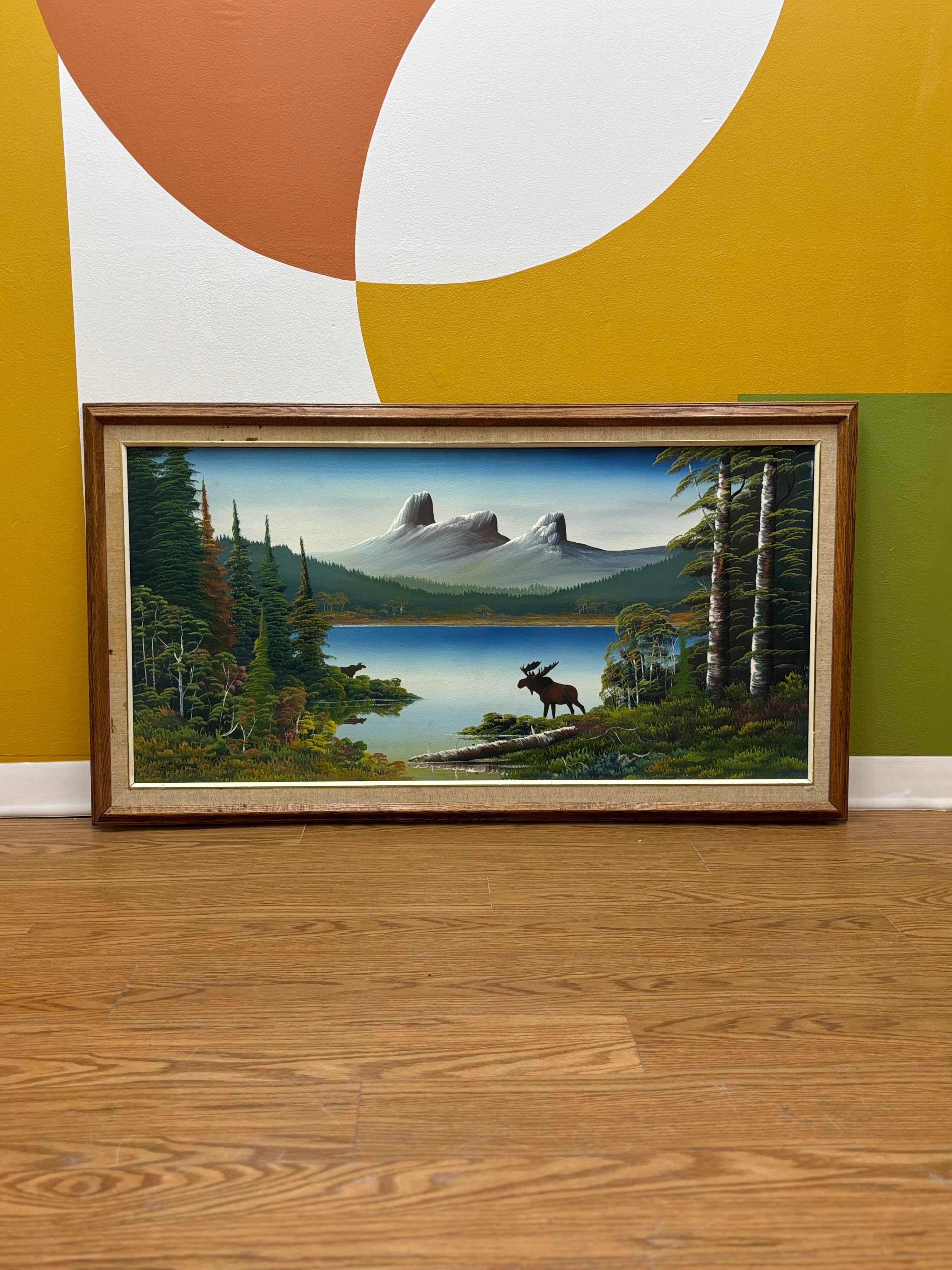 Landscape Painting with Moose