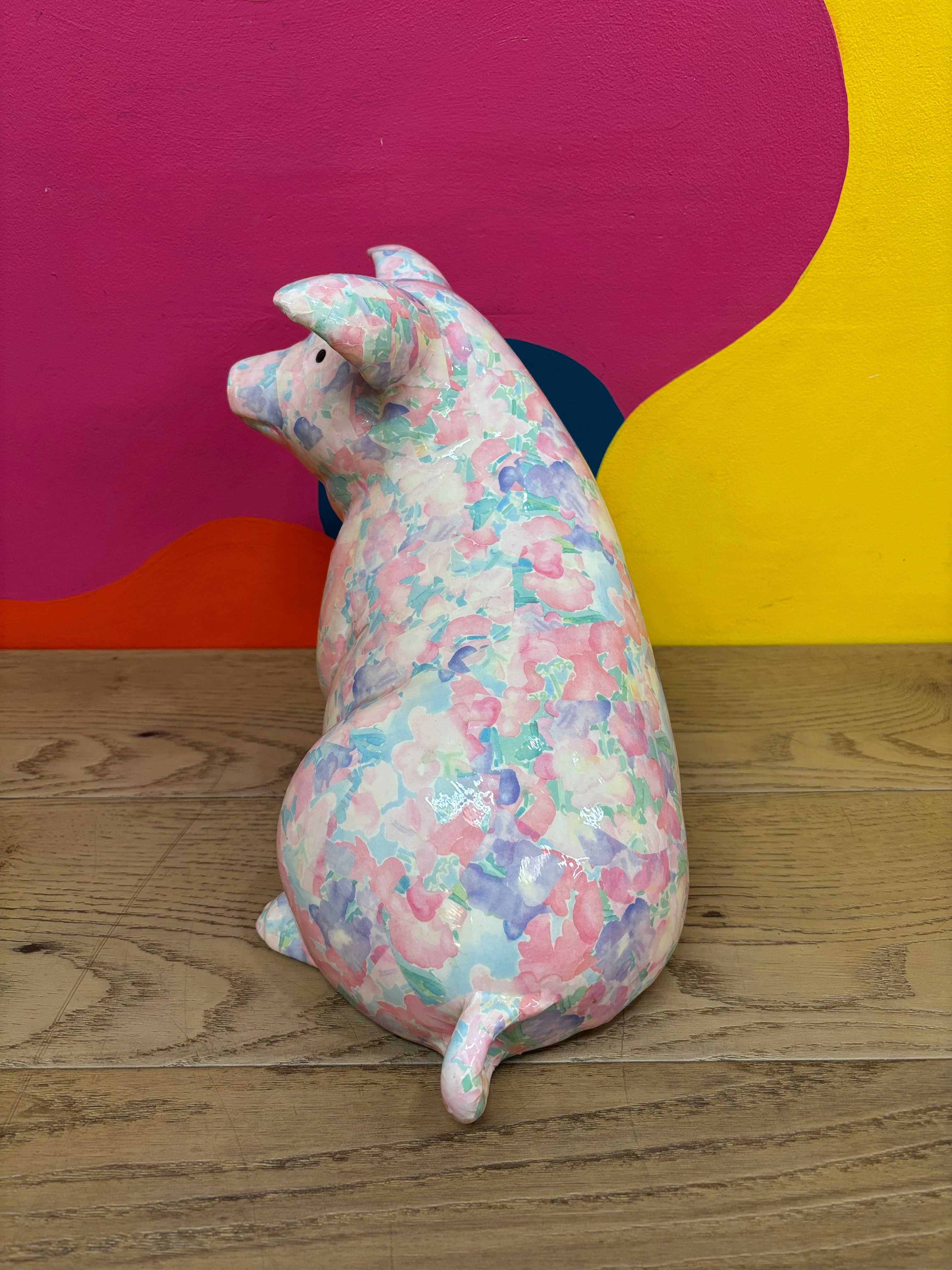 Large Ceramic Pig Figurine