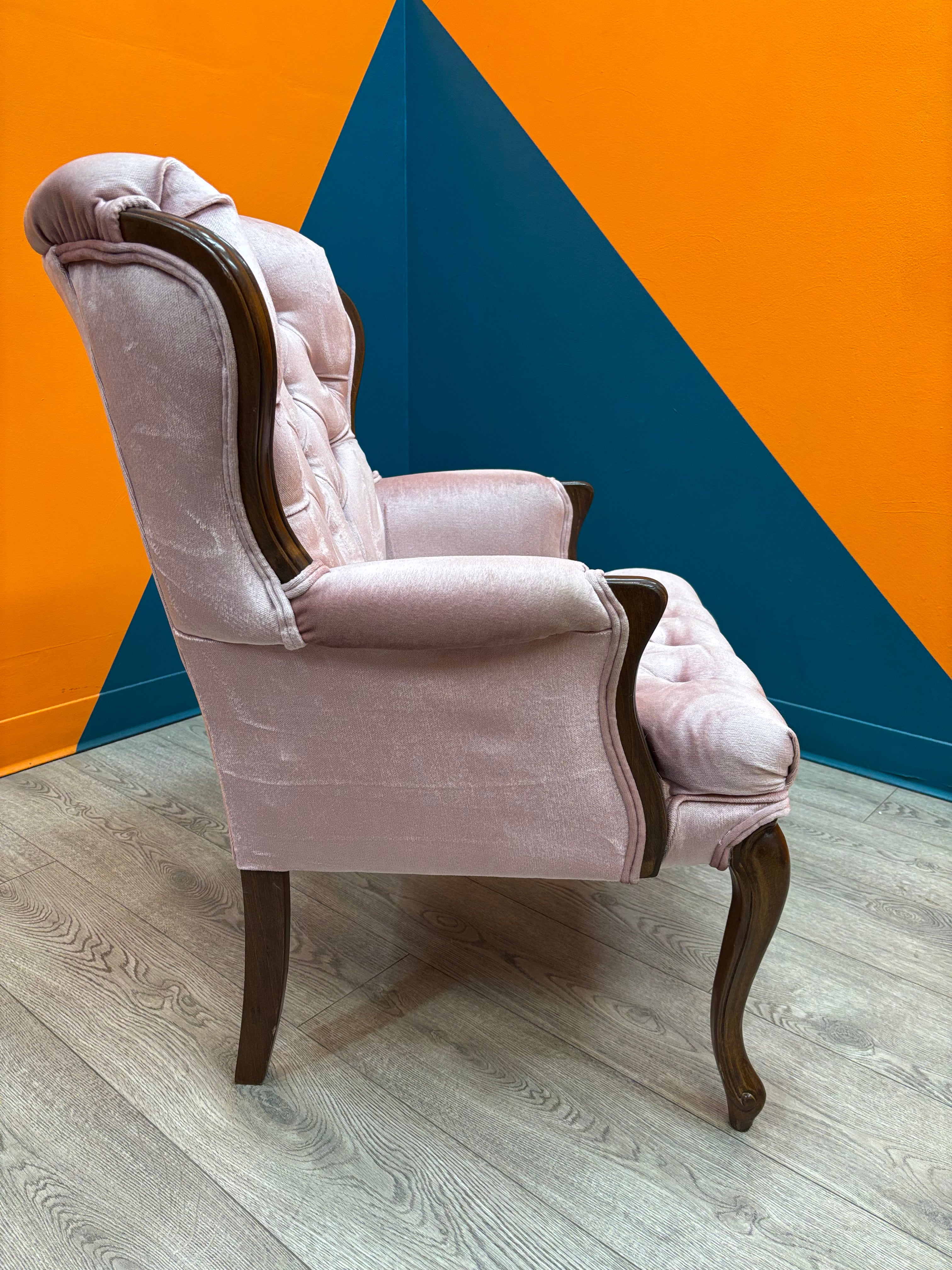 Light Pink Velvet Armchair (2 available)