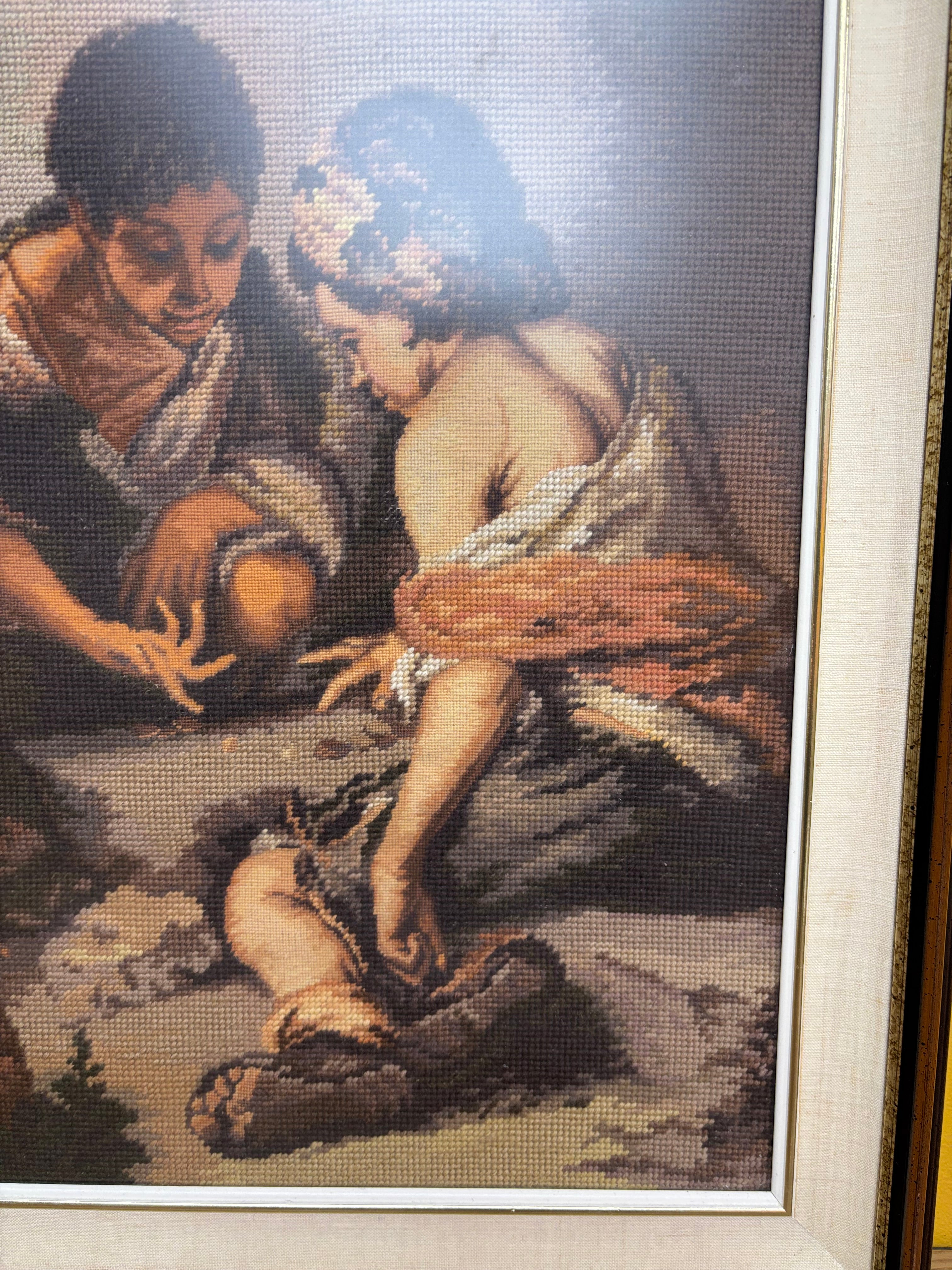 Young Boys Playing Dice Needlepoint
