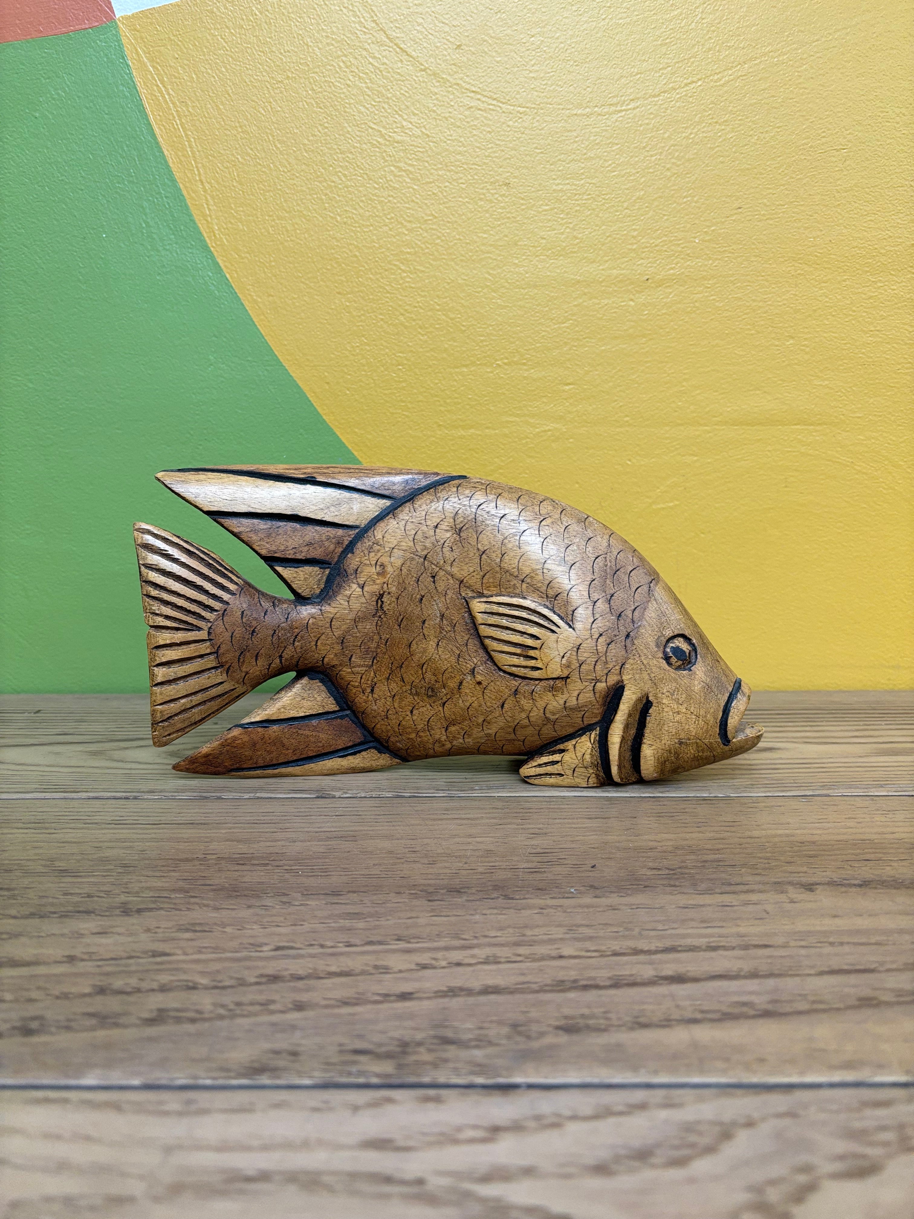 Carved Wood Fish Figurine
