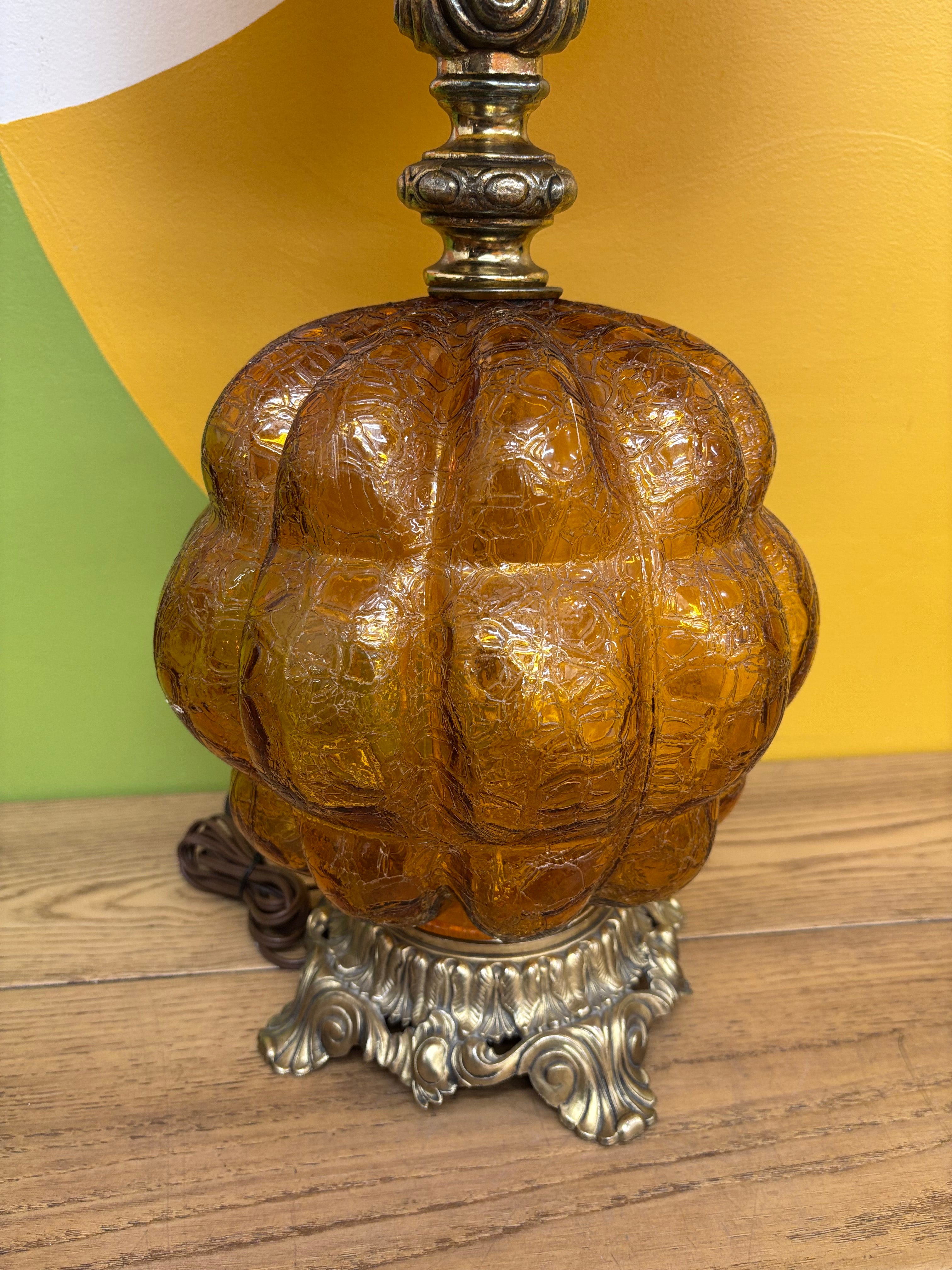 Amber Glass Table Lamp