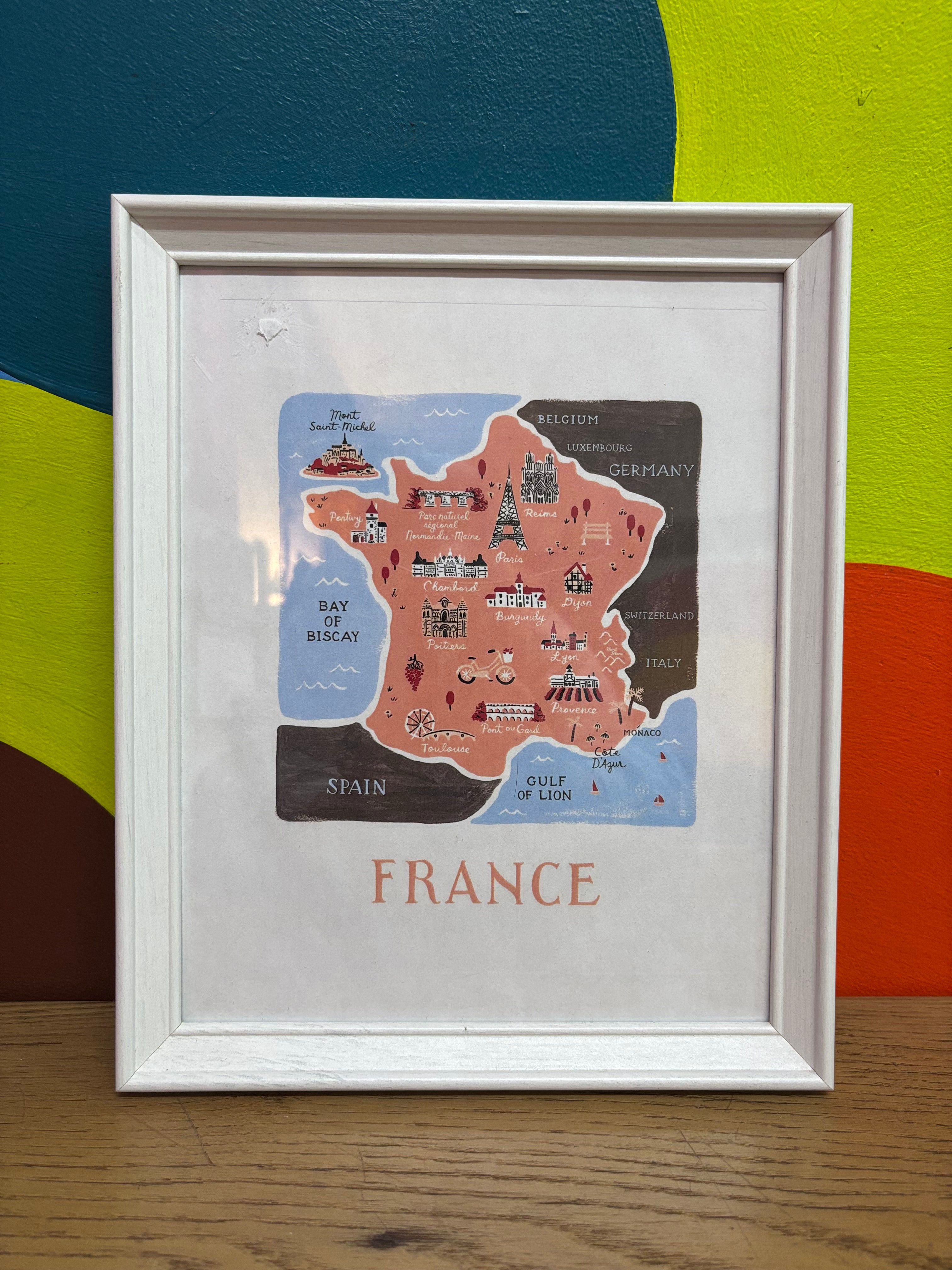 White Framed Print - France