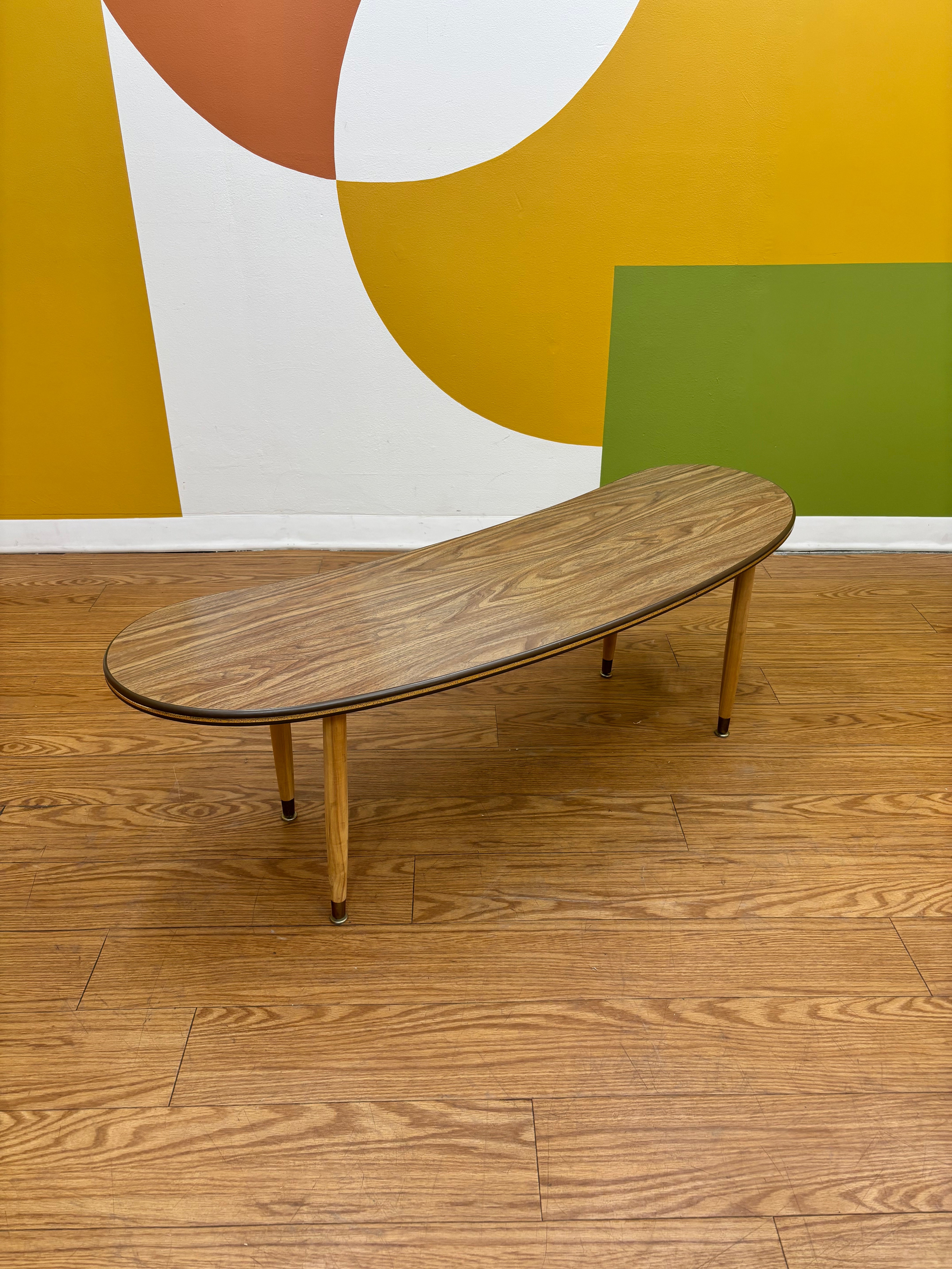 Wood Kidney-Shaped Coffee Table