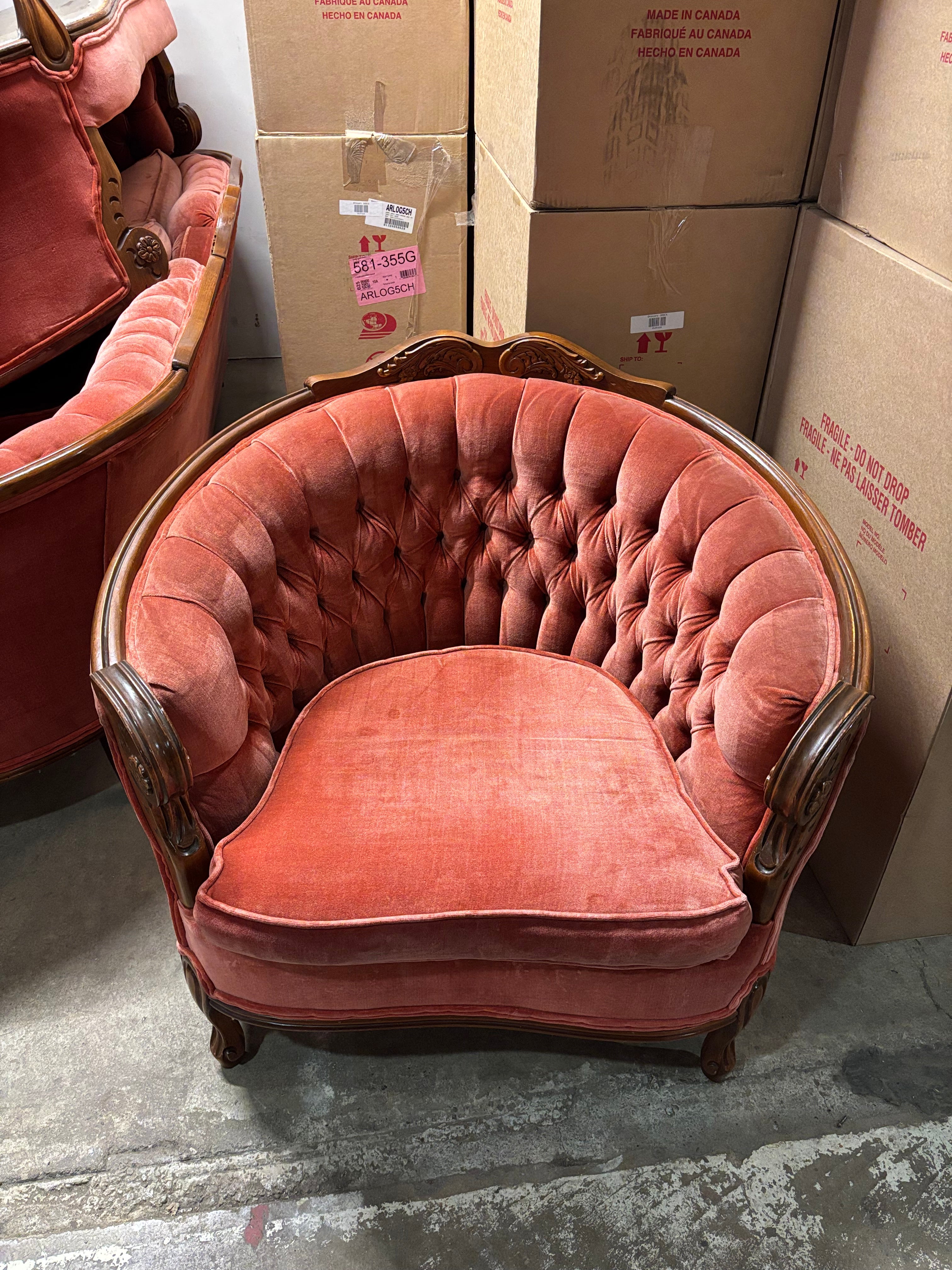 Red Tufted Armchair