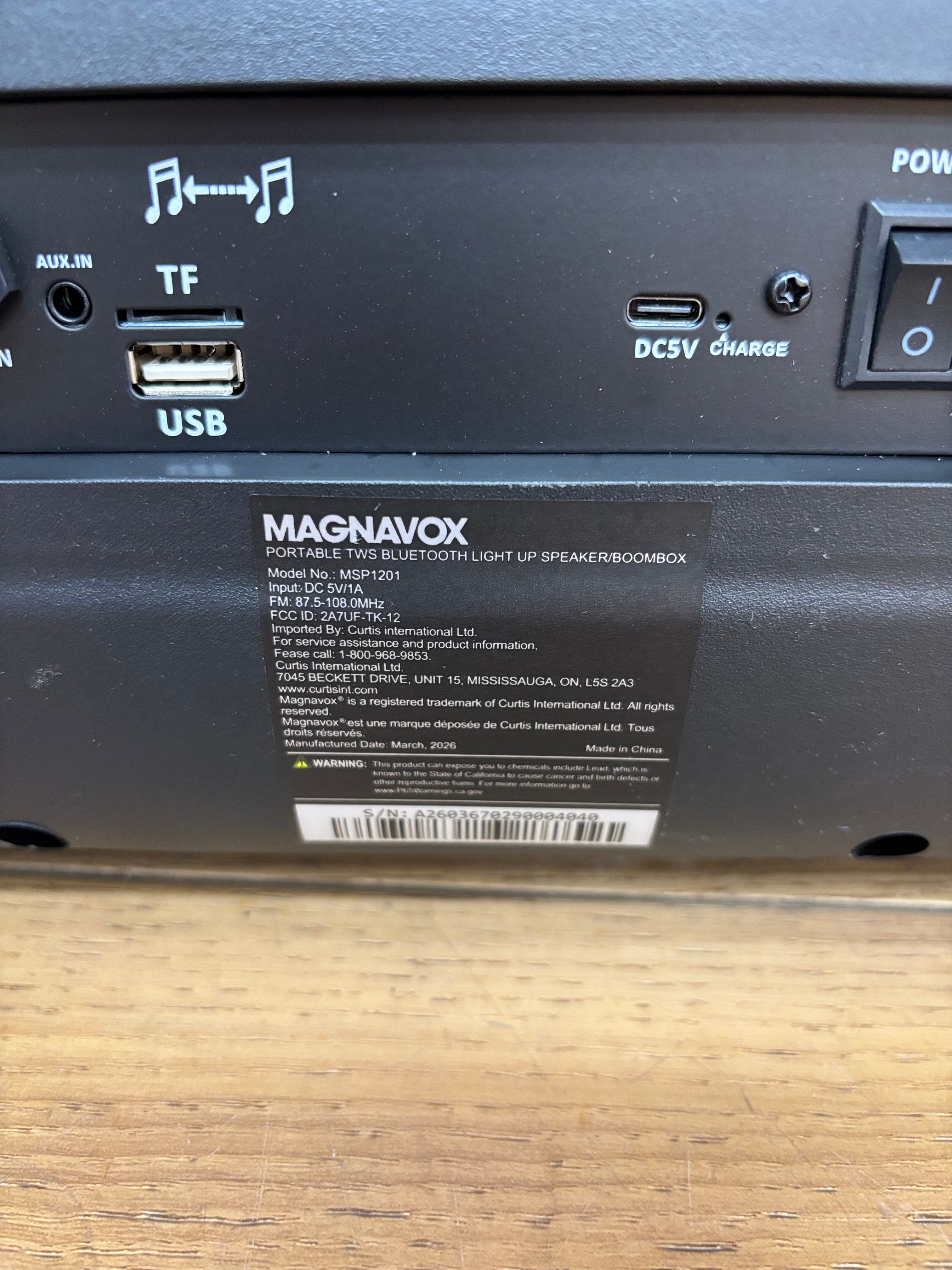 Magnavox Portable Bluetooth Boombox