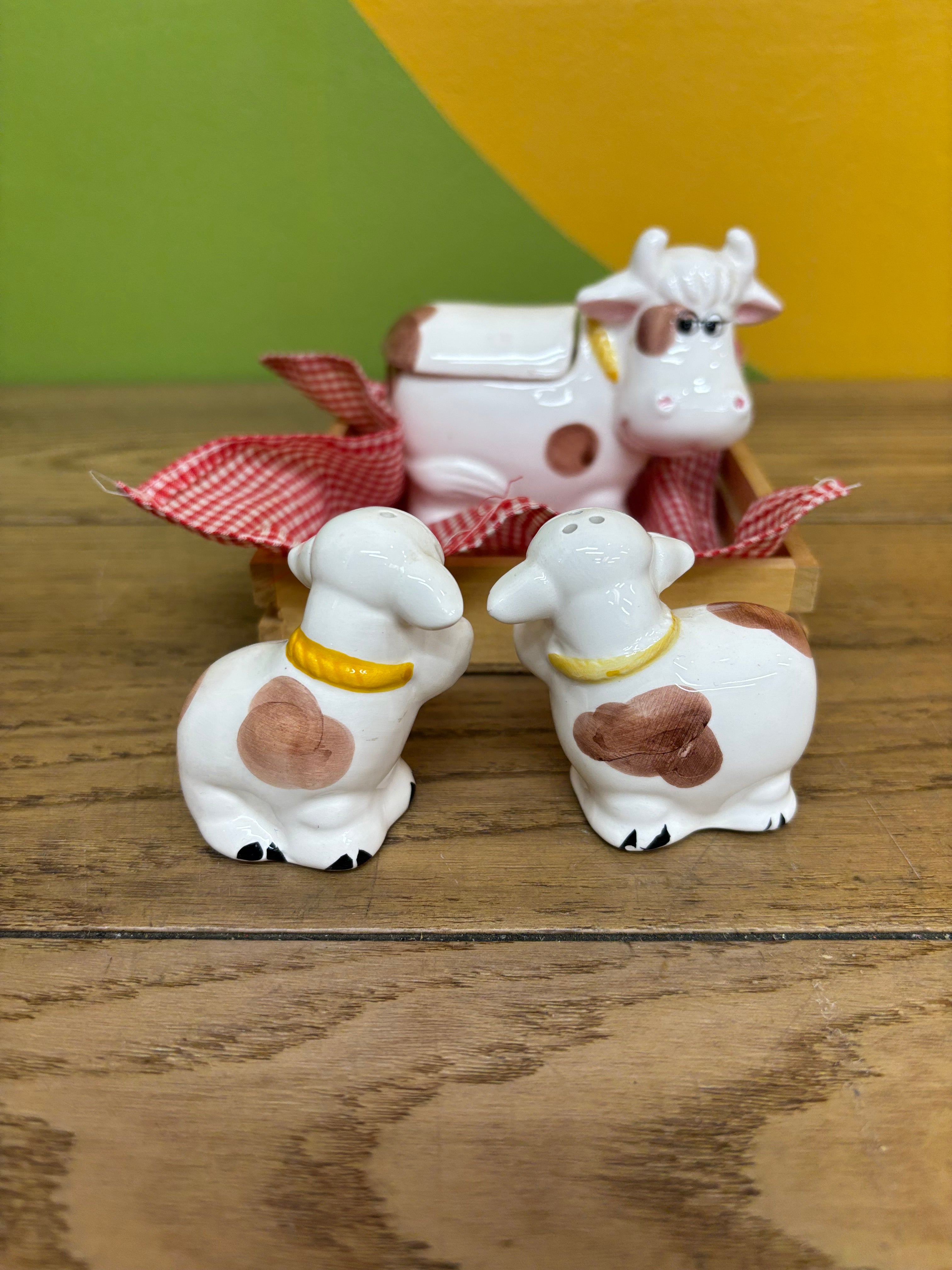 Ceramic Cow Sugar Jar & Shakers Set