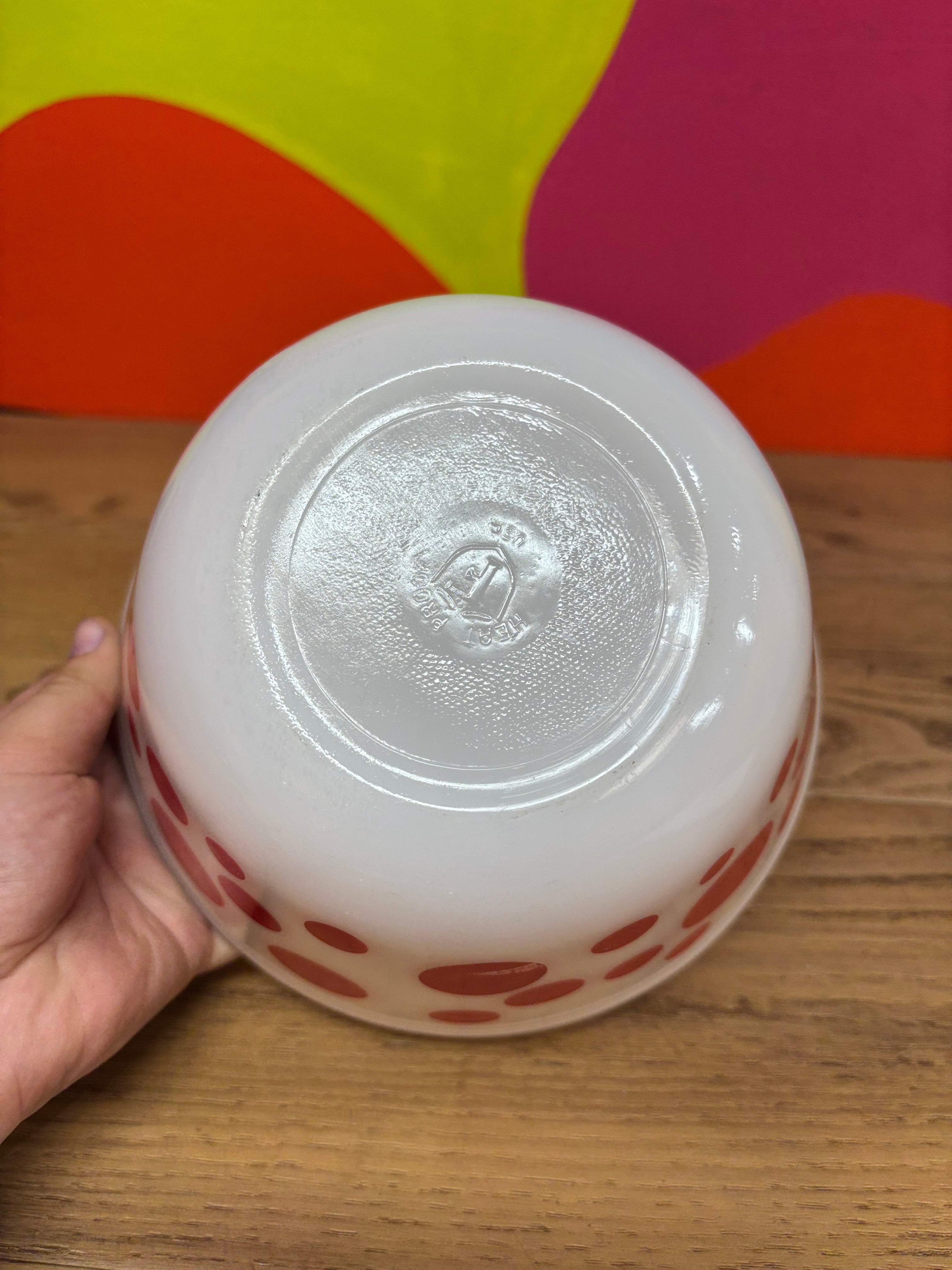 Red Polka Dot Fire King Mixing Bowl