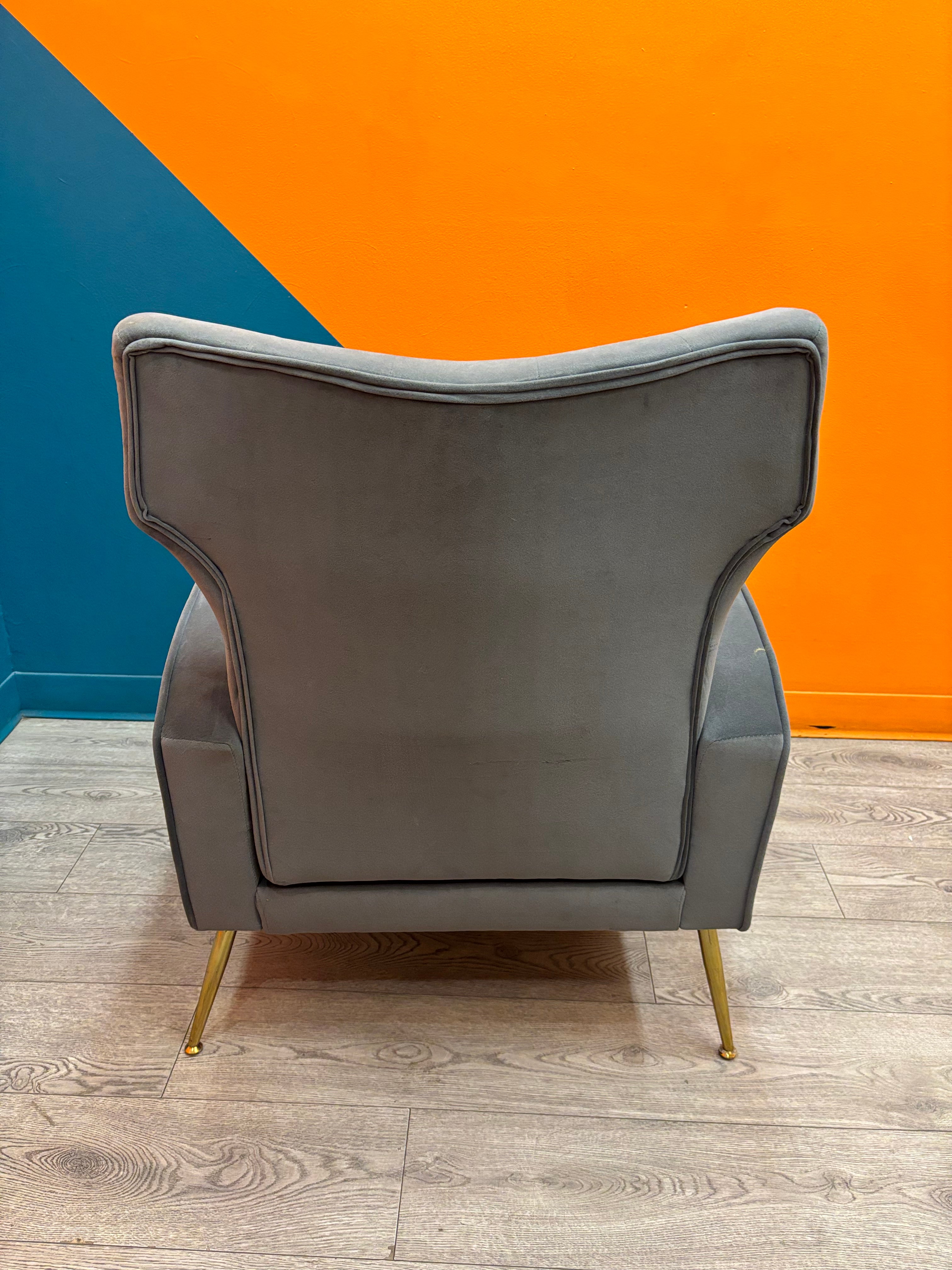 Grey Velvet Armchair (2 available)