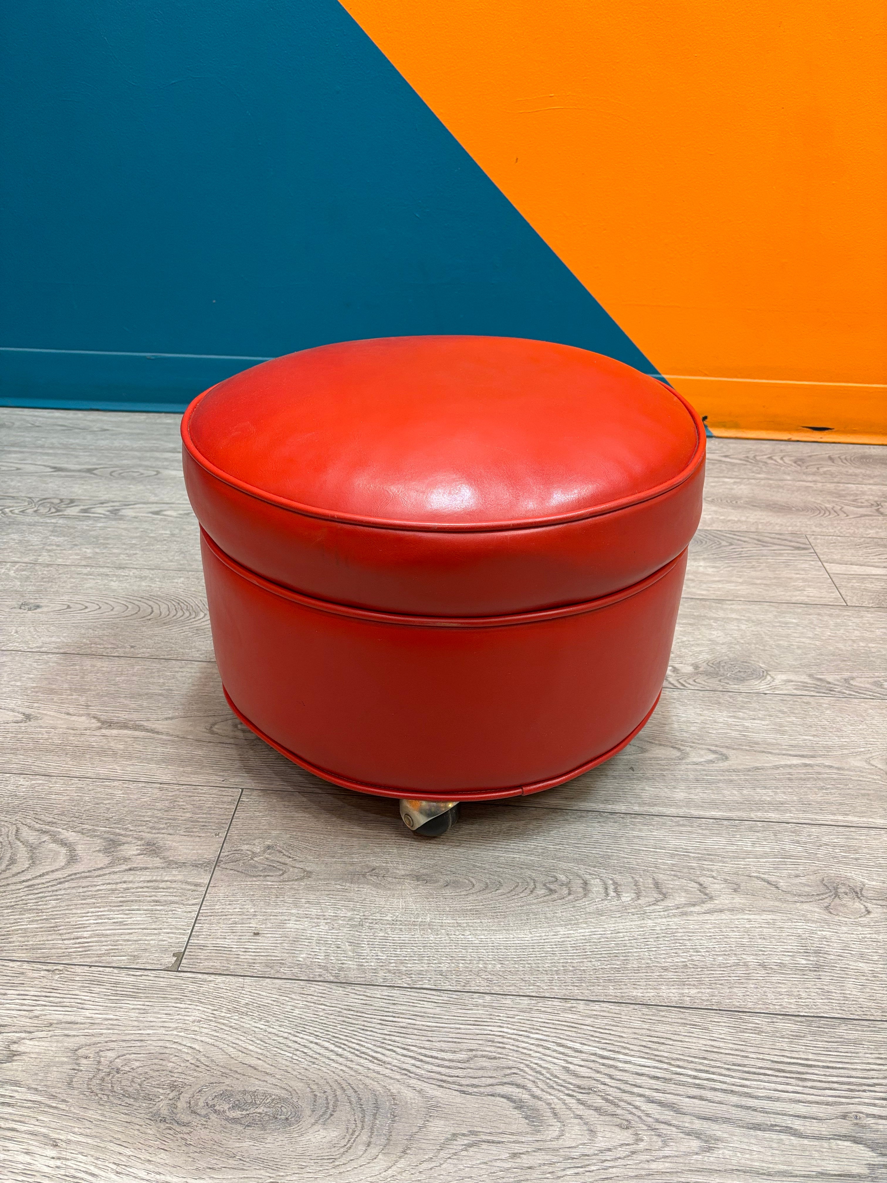 Small Red Rolling Ottoman