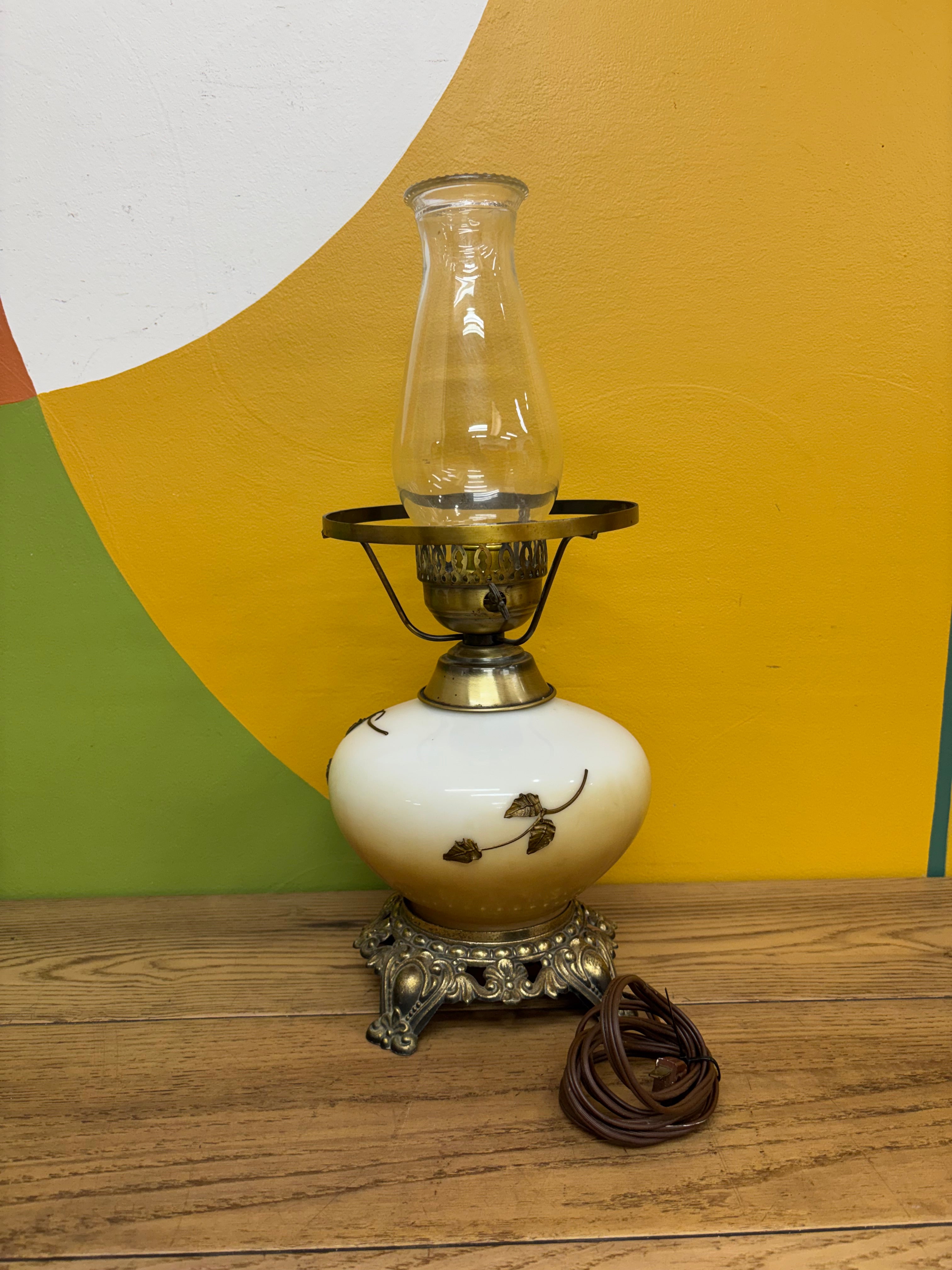 Glass Hurricane Table Lamp