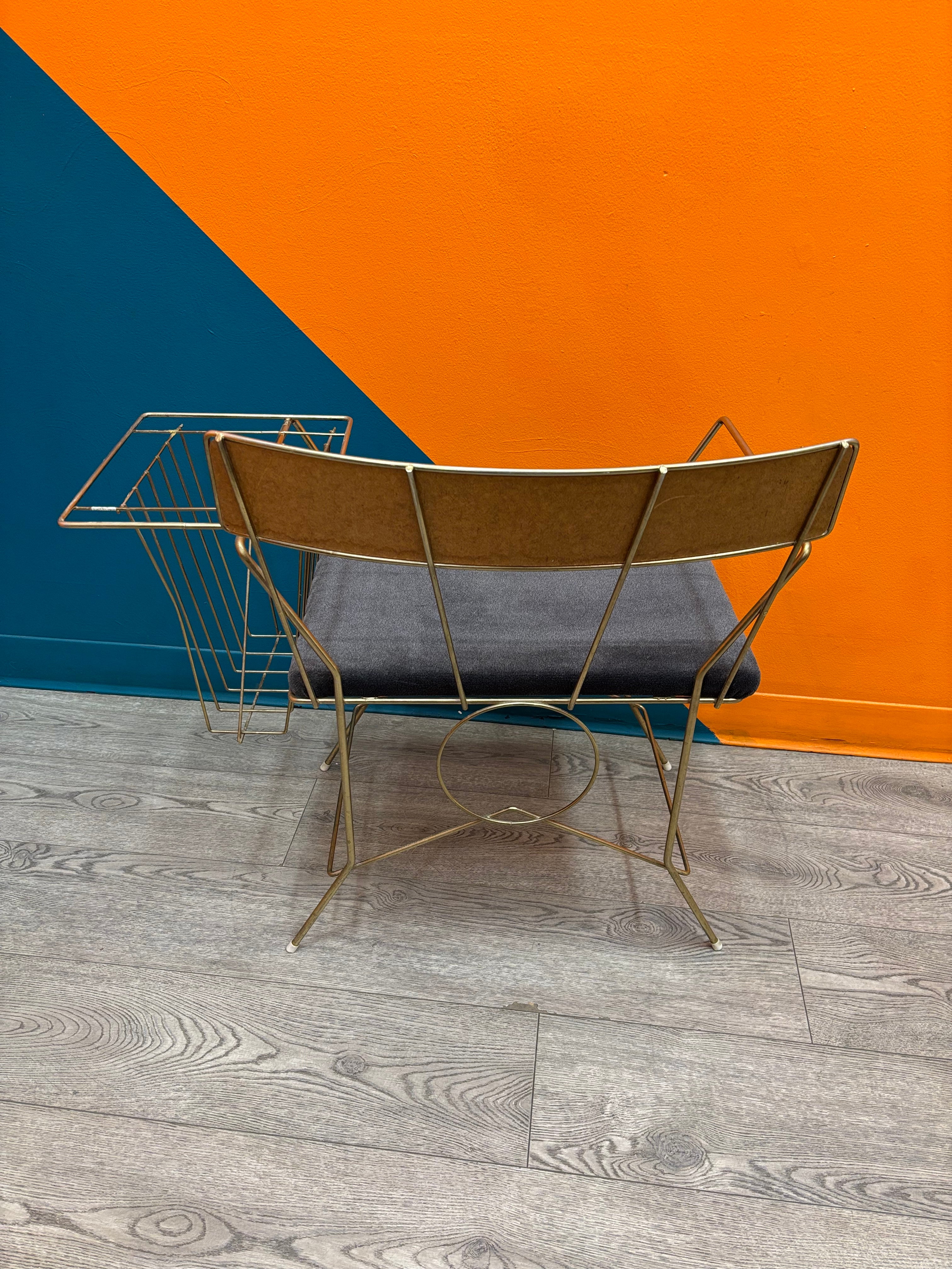 Metal Gossip Bench with Magazine Rack