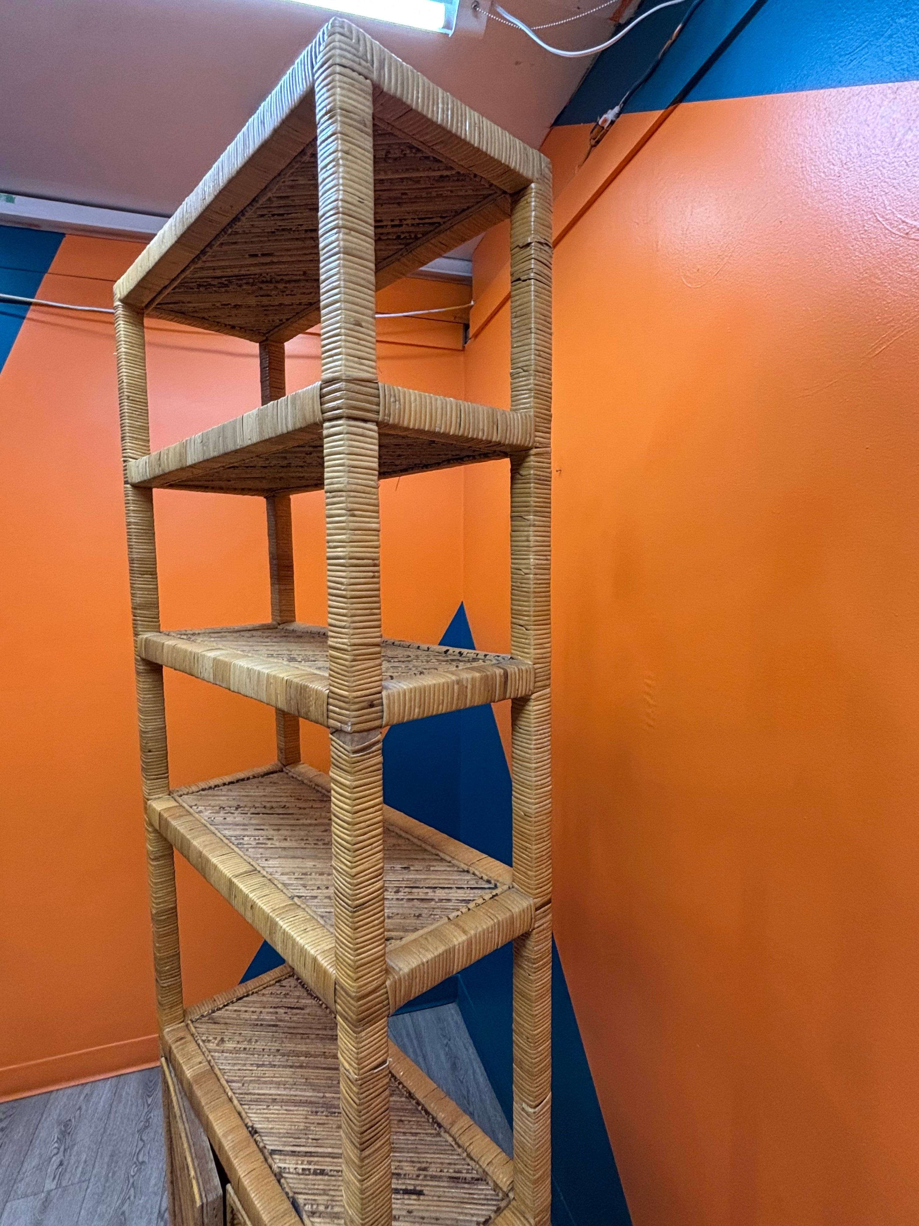 Tall Rattan Shelf