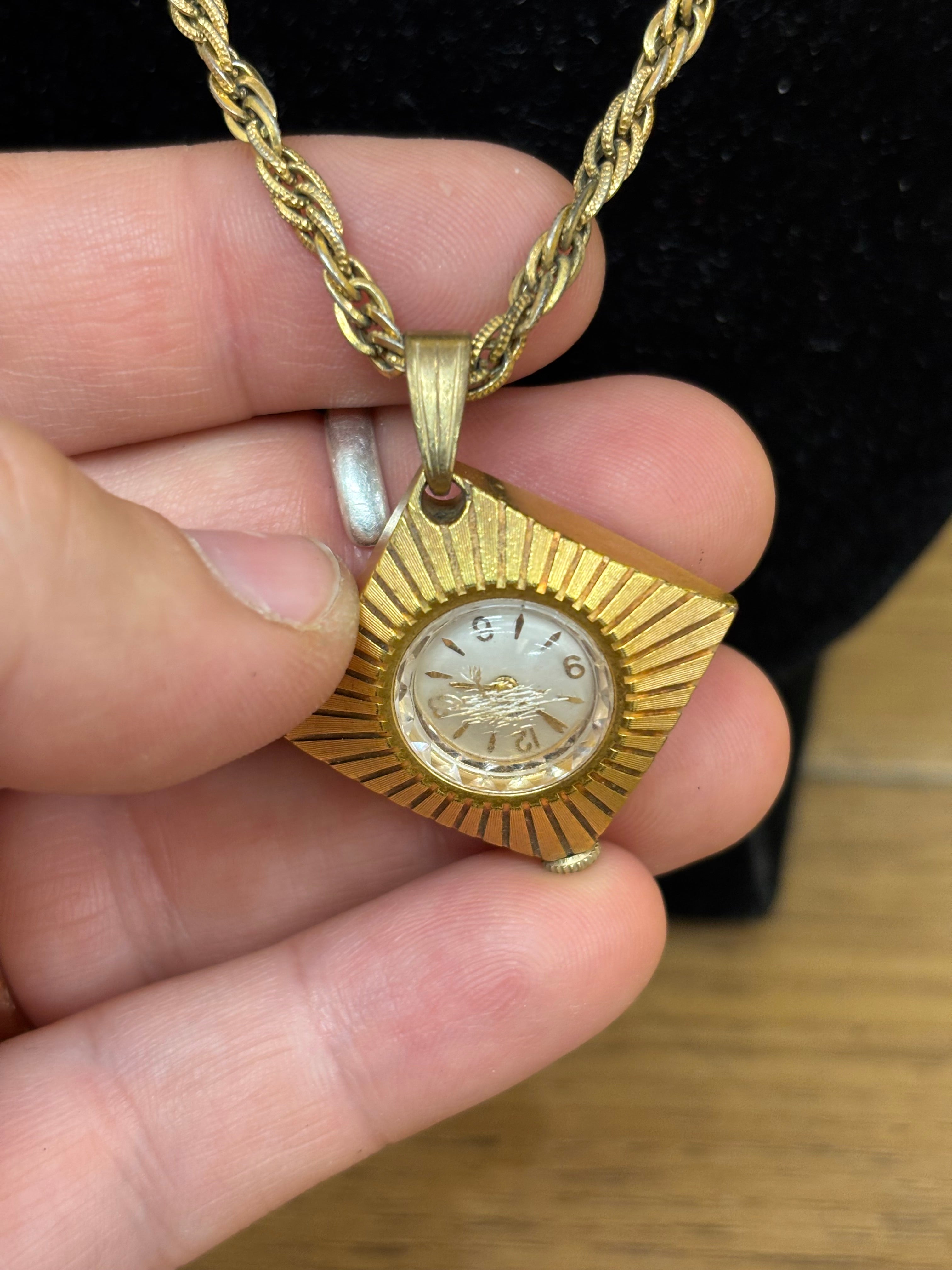 Caravelle Watch Pendant Necklace