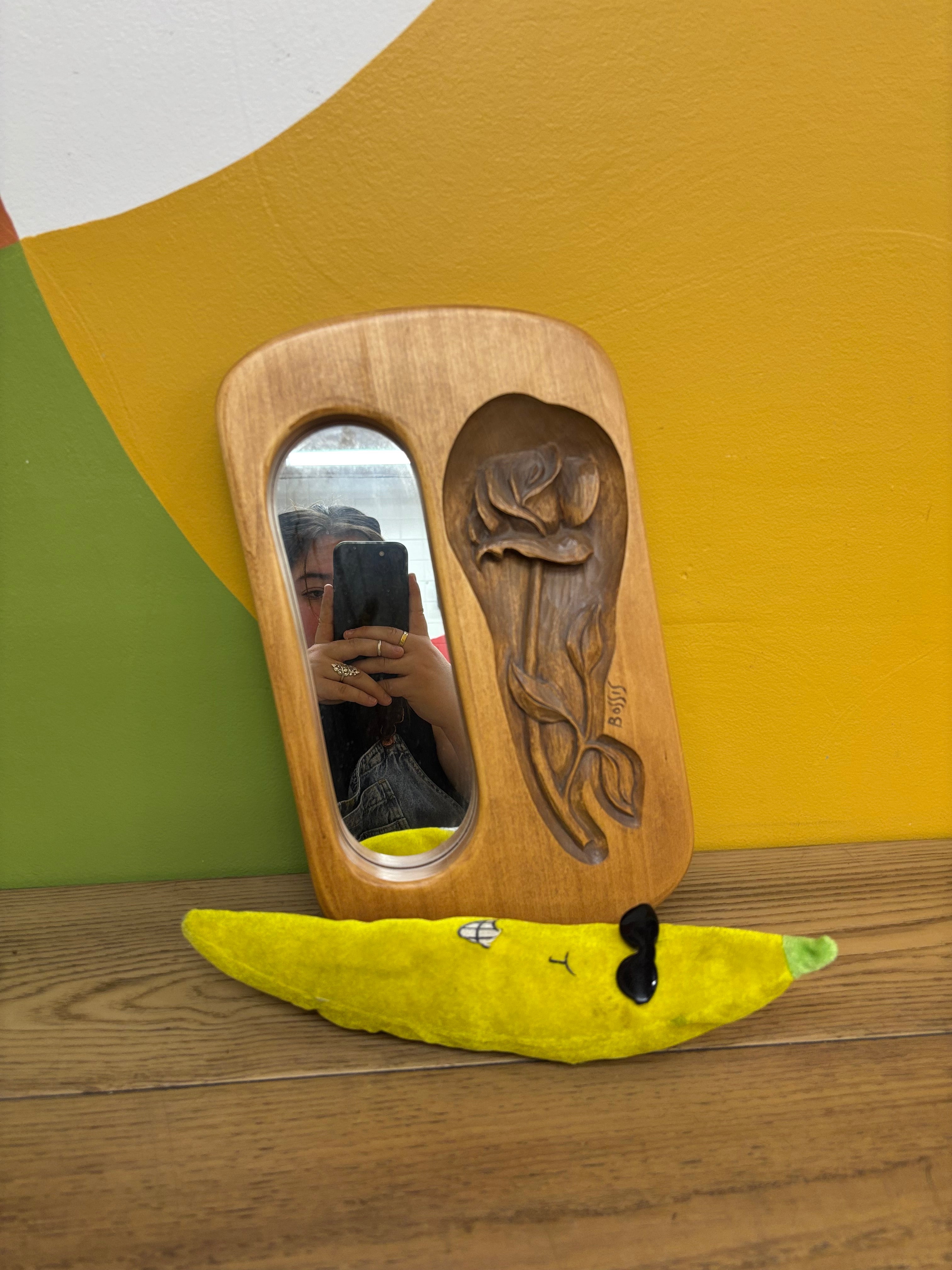 Small Wood Carved Mirror
