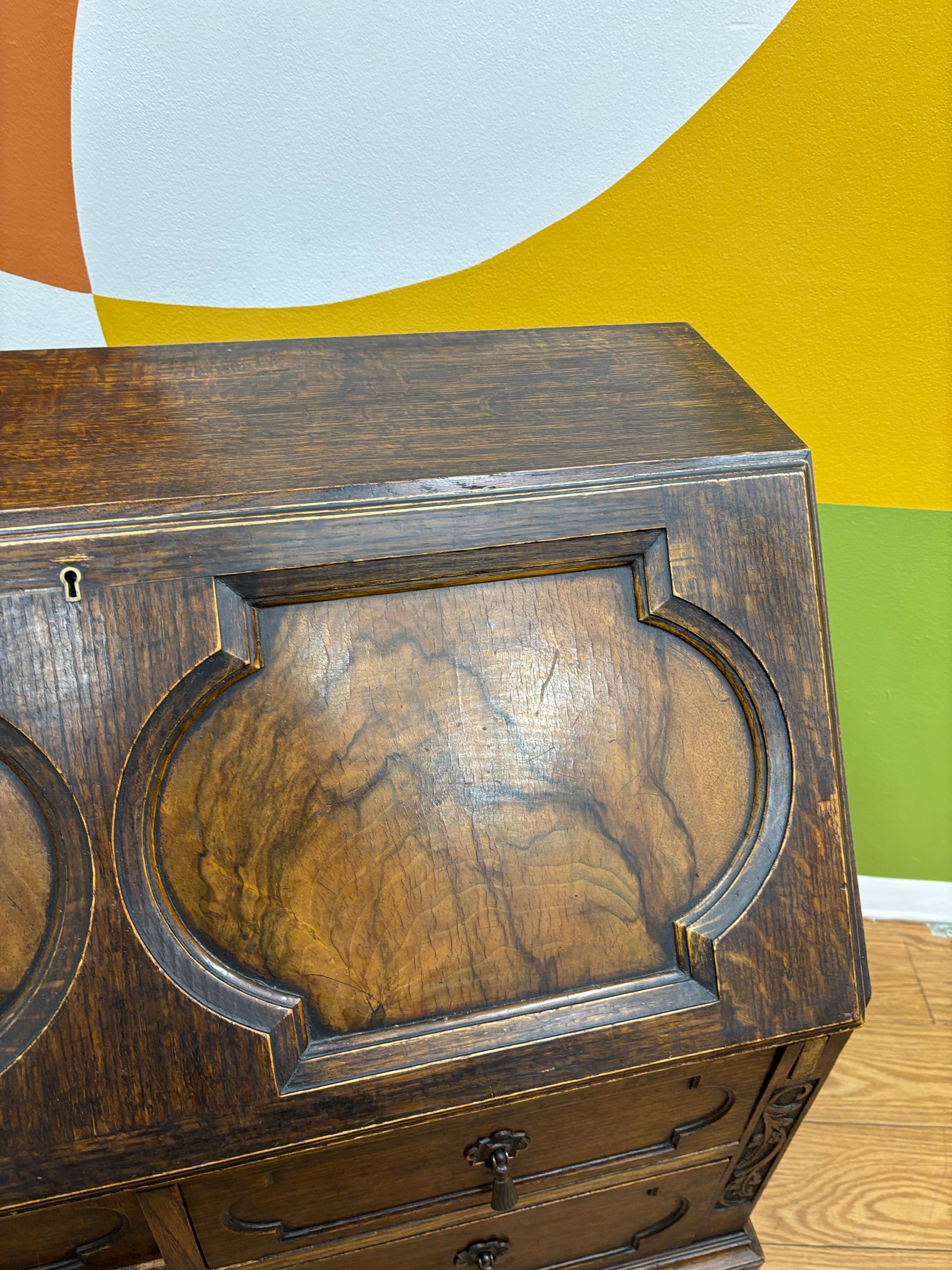 Wood Secretary Desk with Drawers