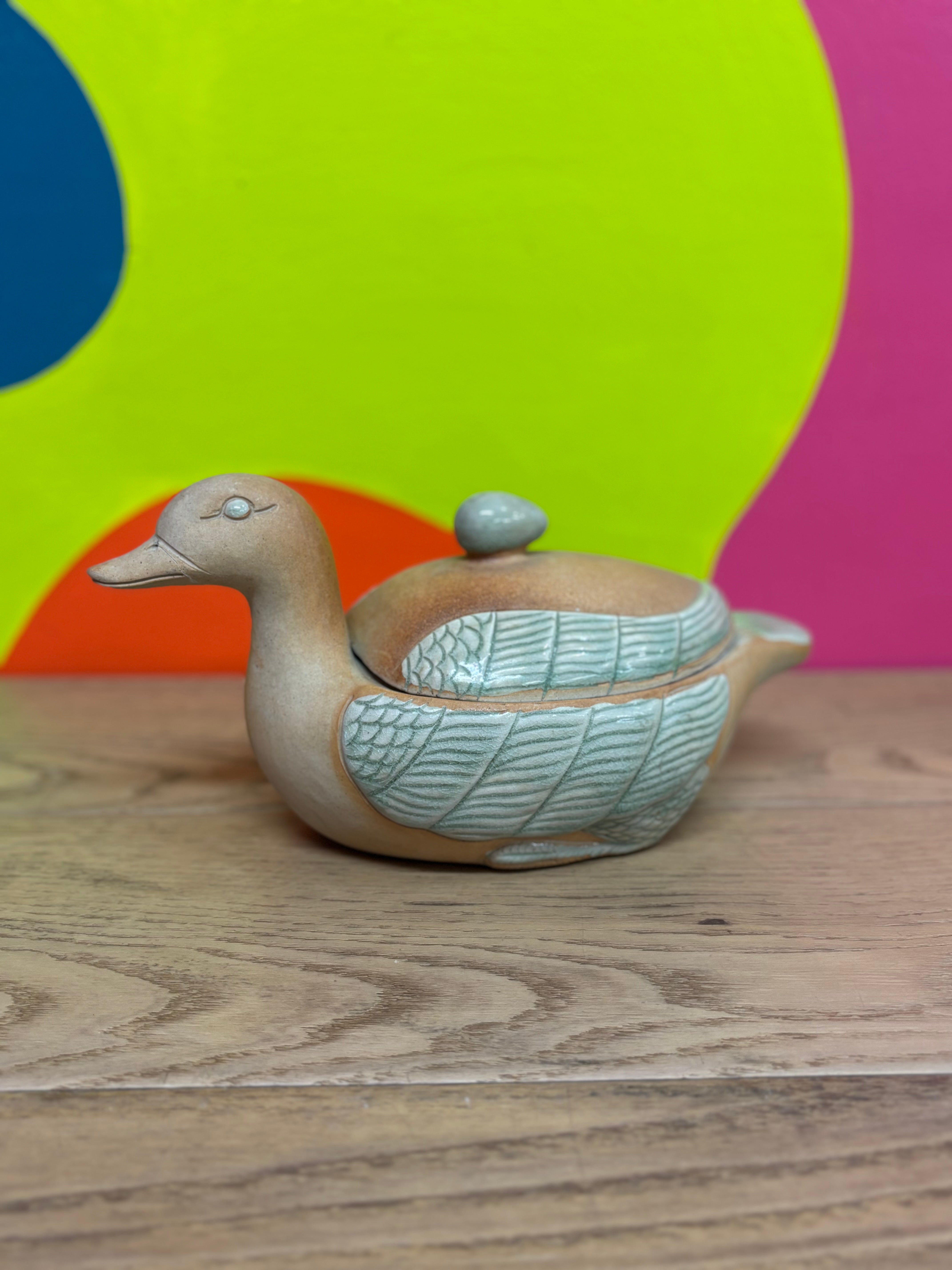 Stoneware Duck Jar