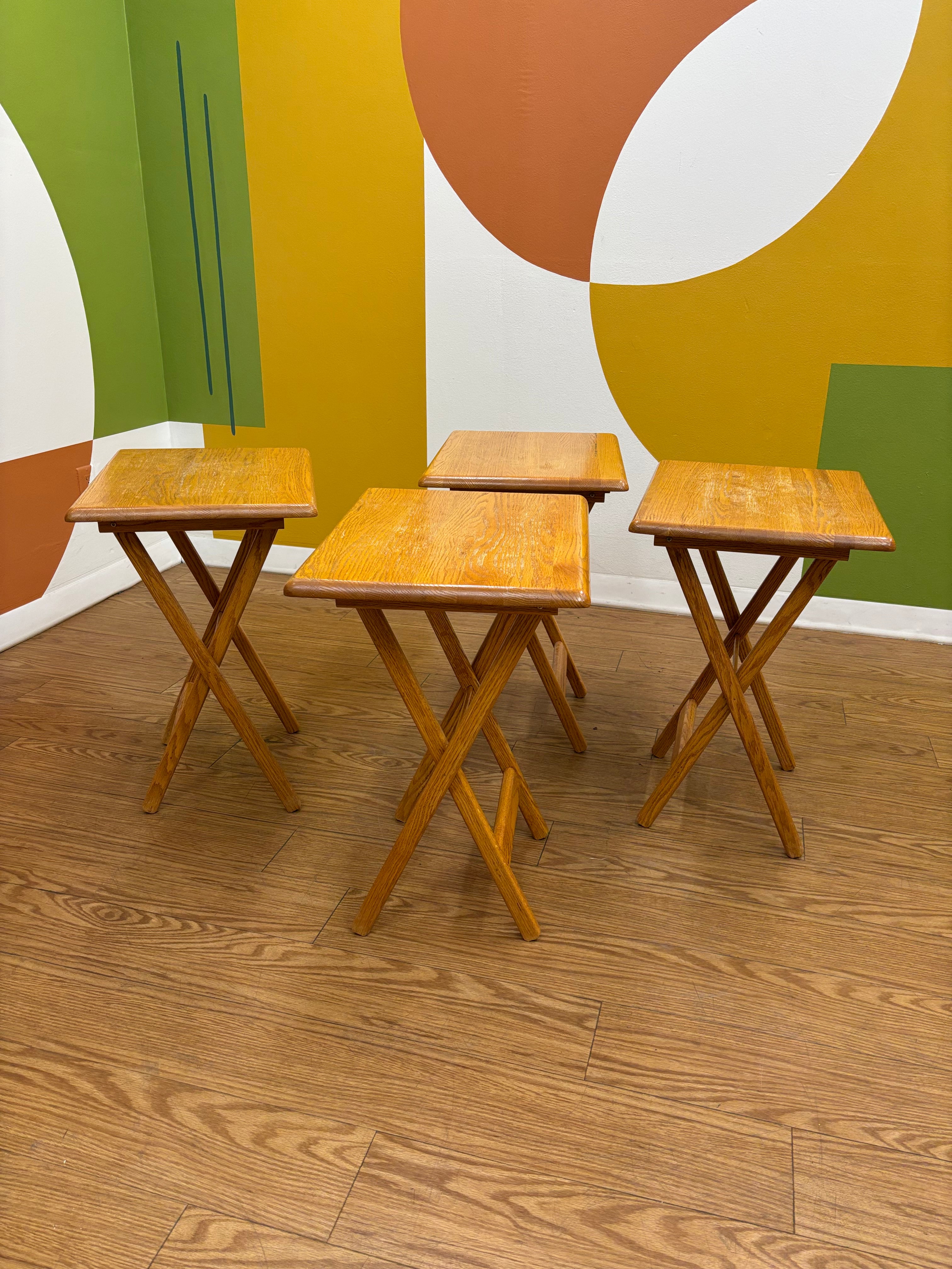 Set of 4 Wood TV Trays