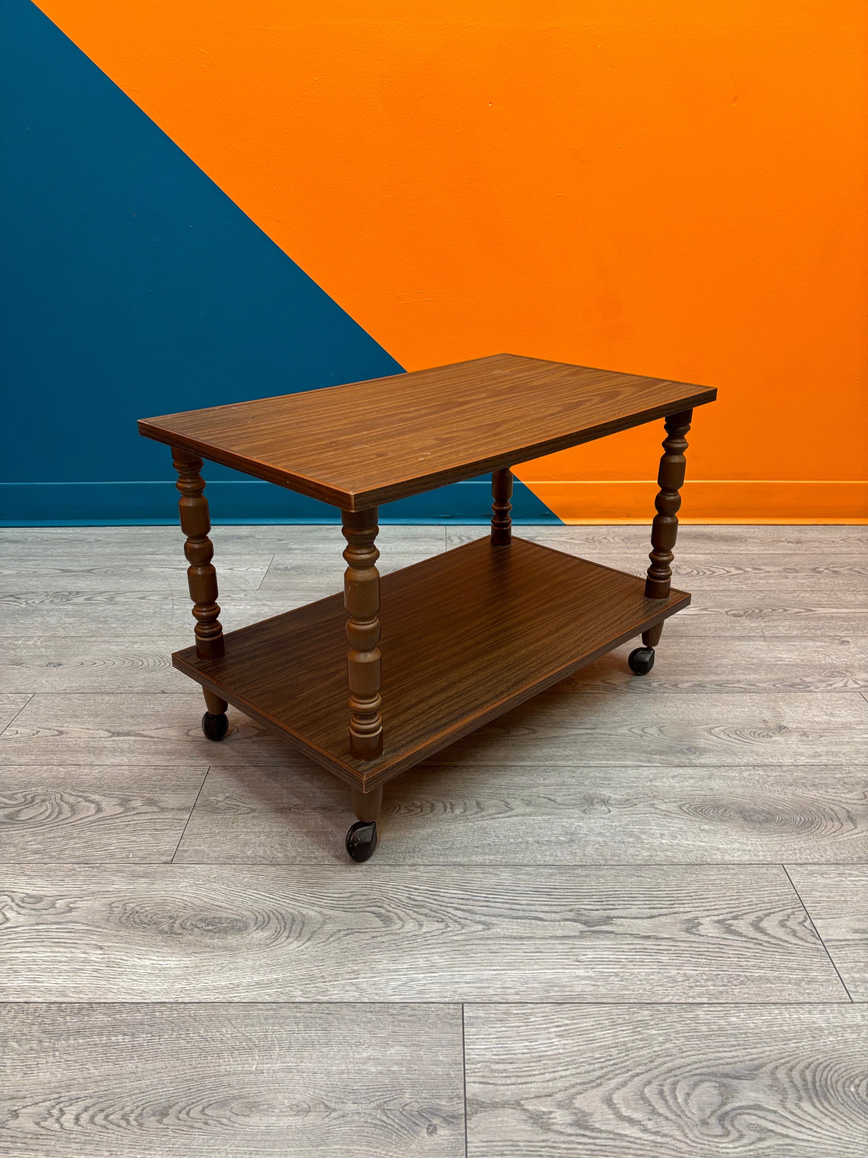 Wood Rolling Side Table