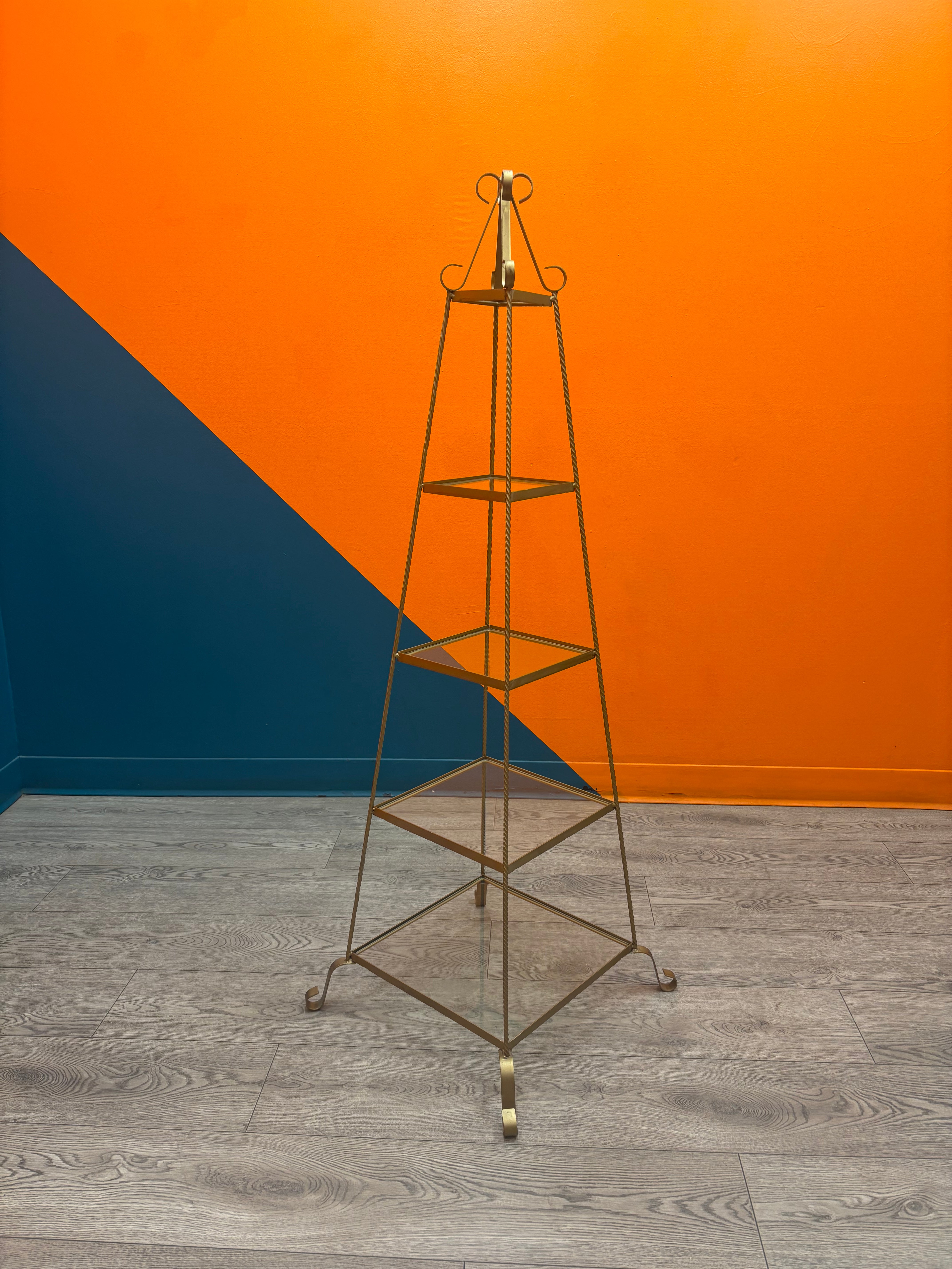 4-Tier Pyramid Metal and Glass Shelf