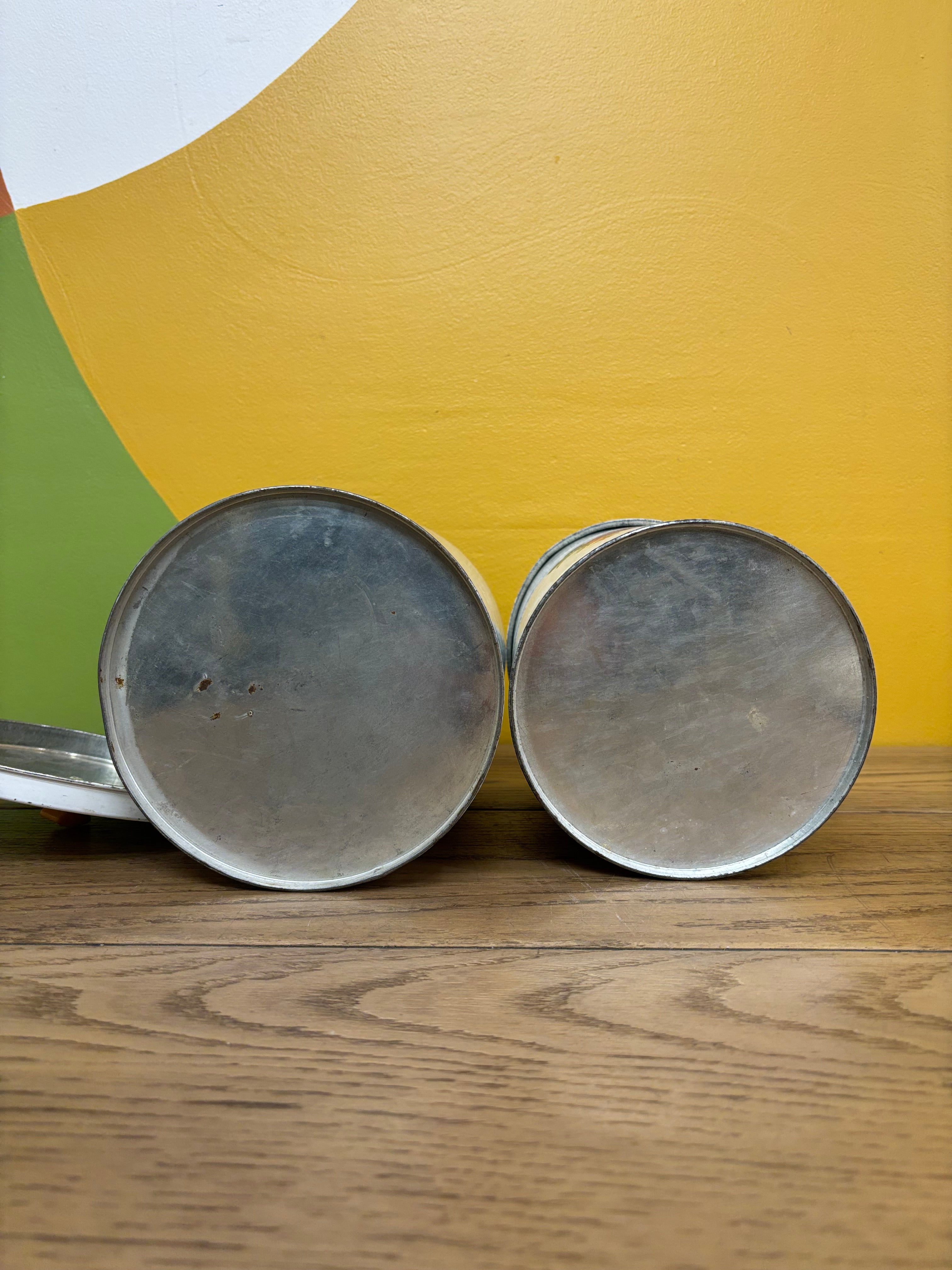 (2) Tin Floral Canisters