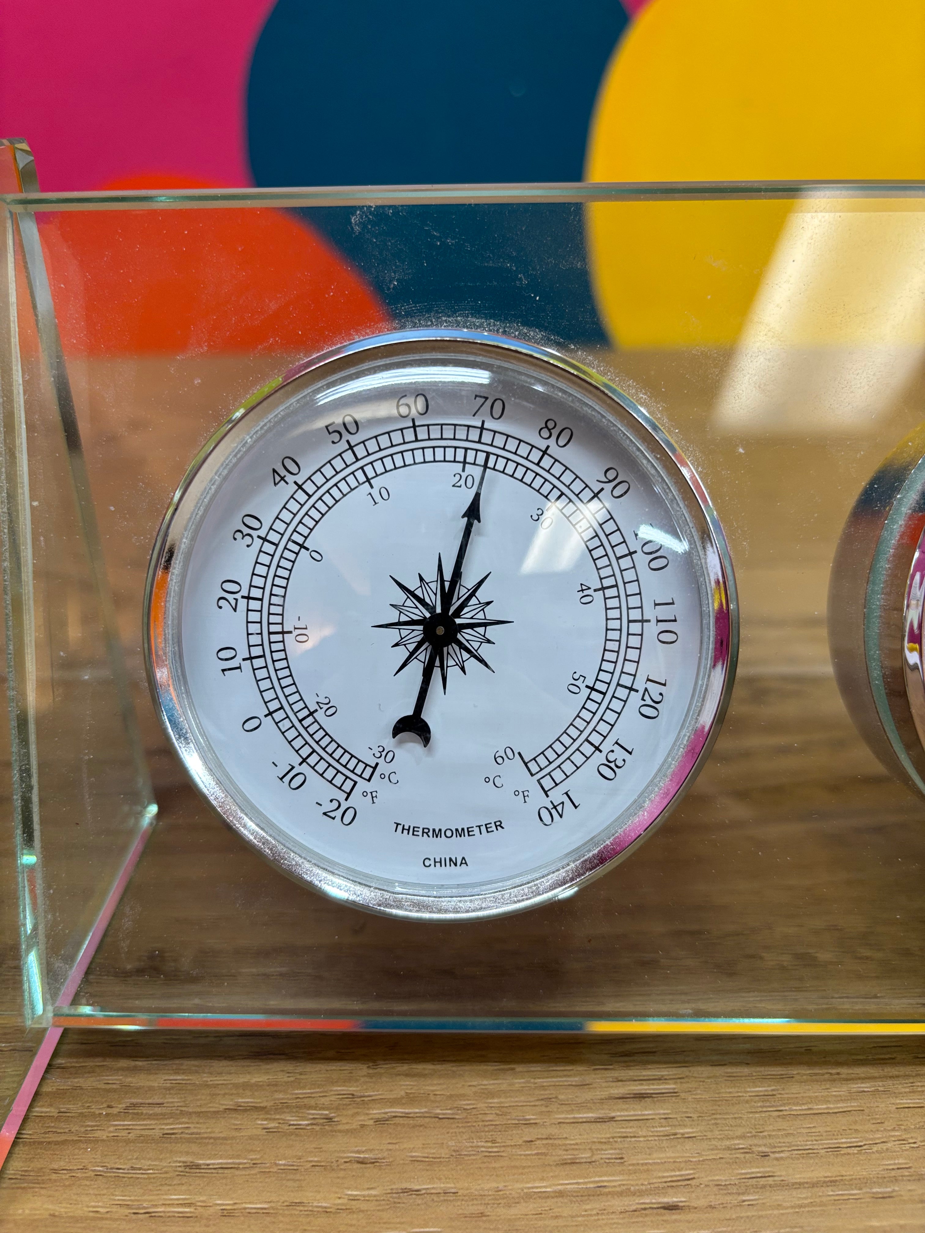 Glass Desktop Clock & Thermometer