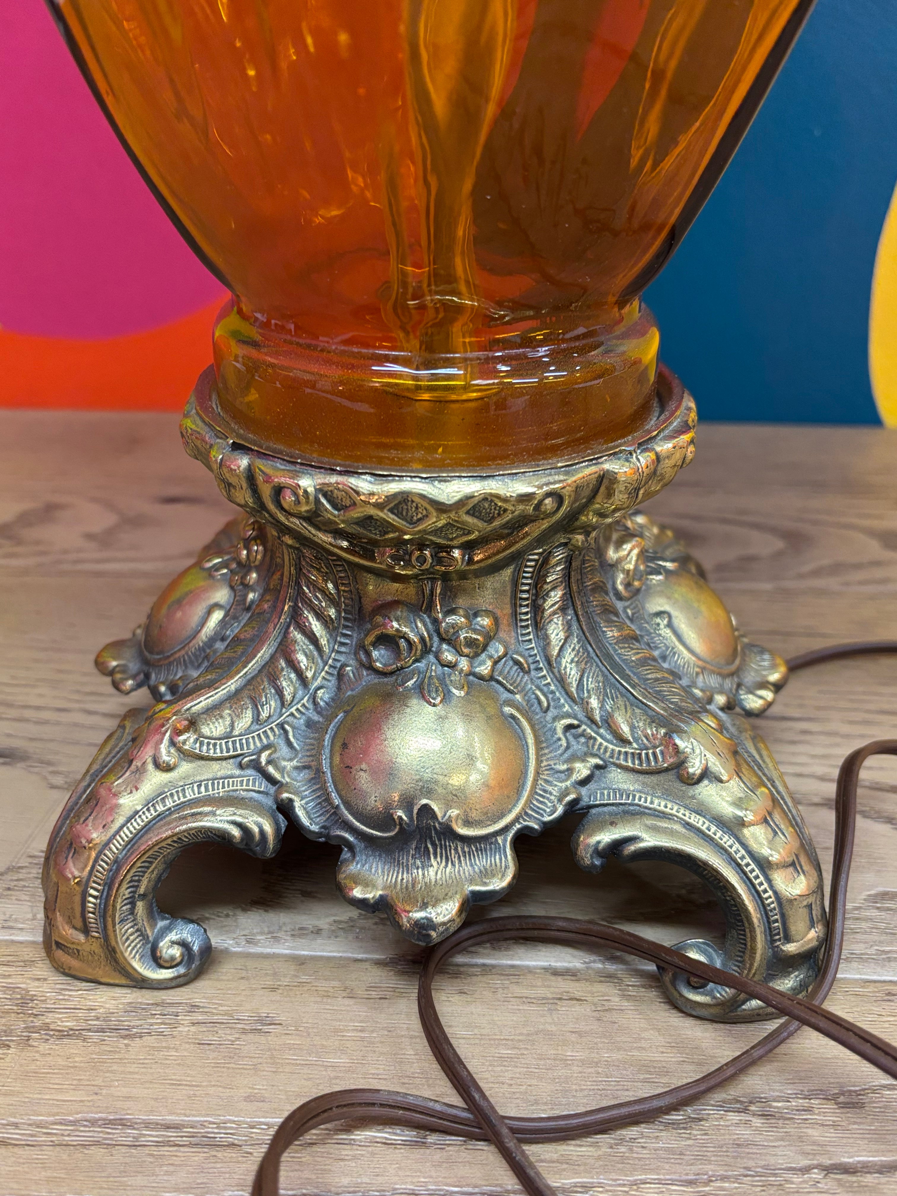 Amber Glass Table Lamp