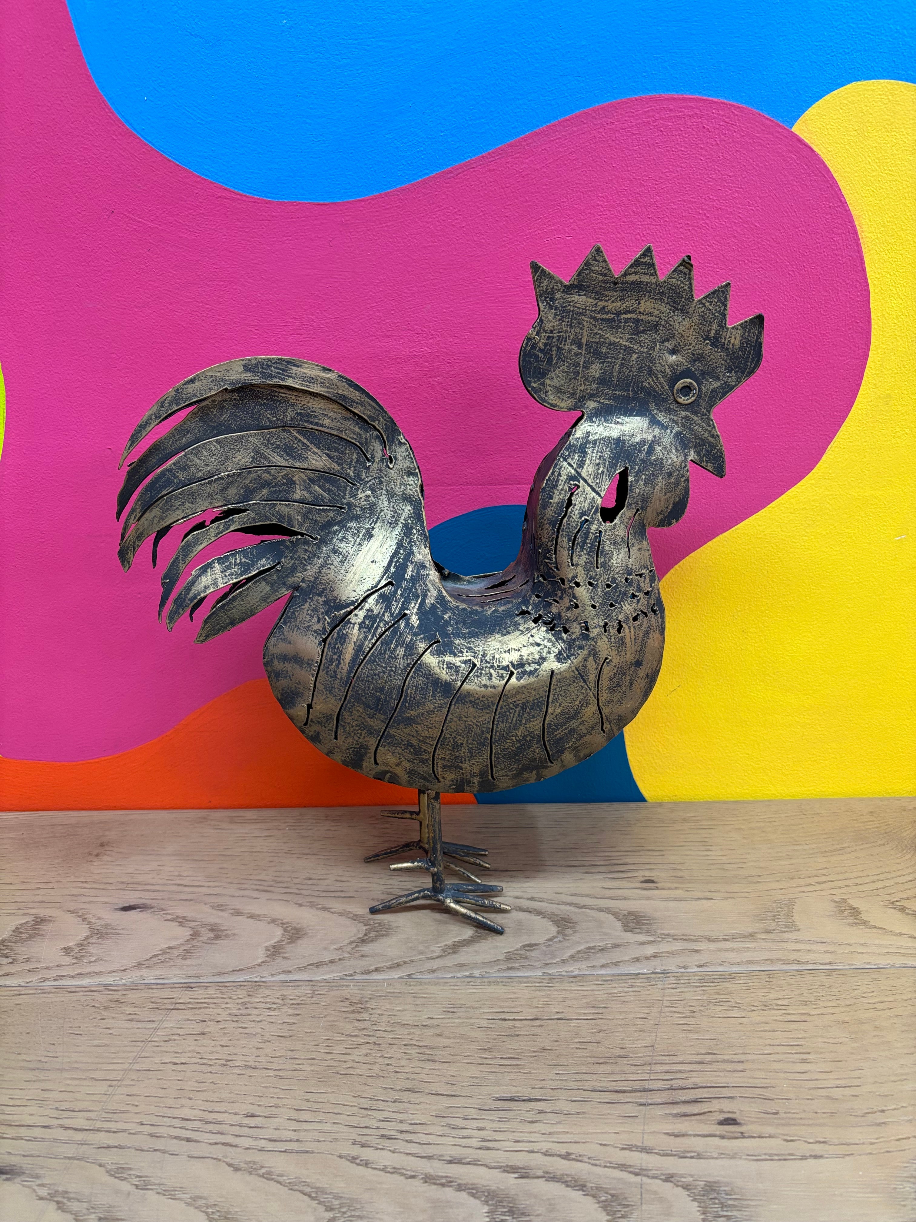 Metal Rooster Candle Holder