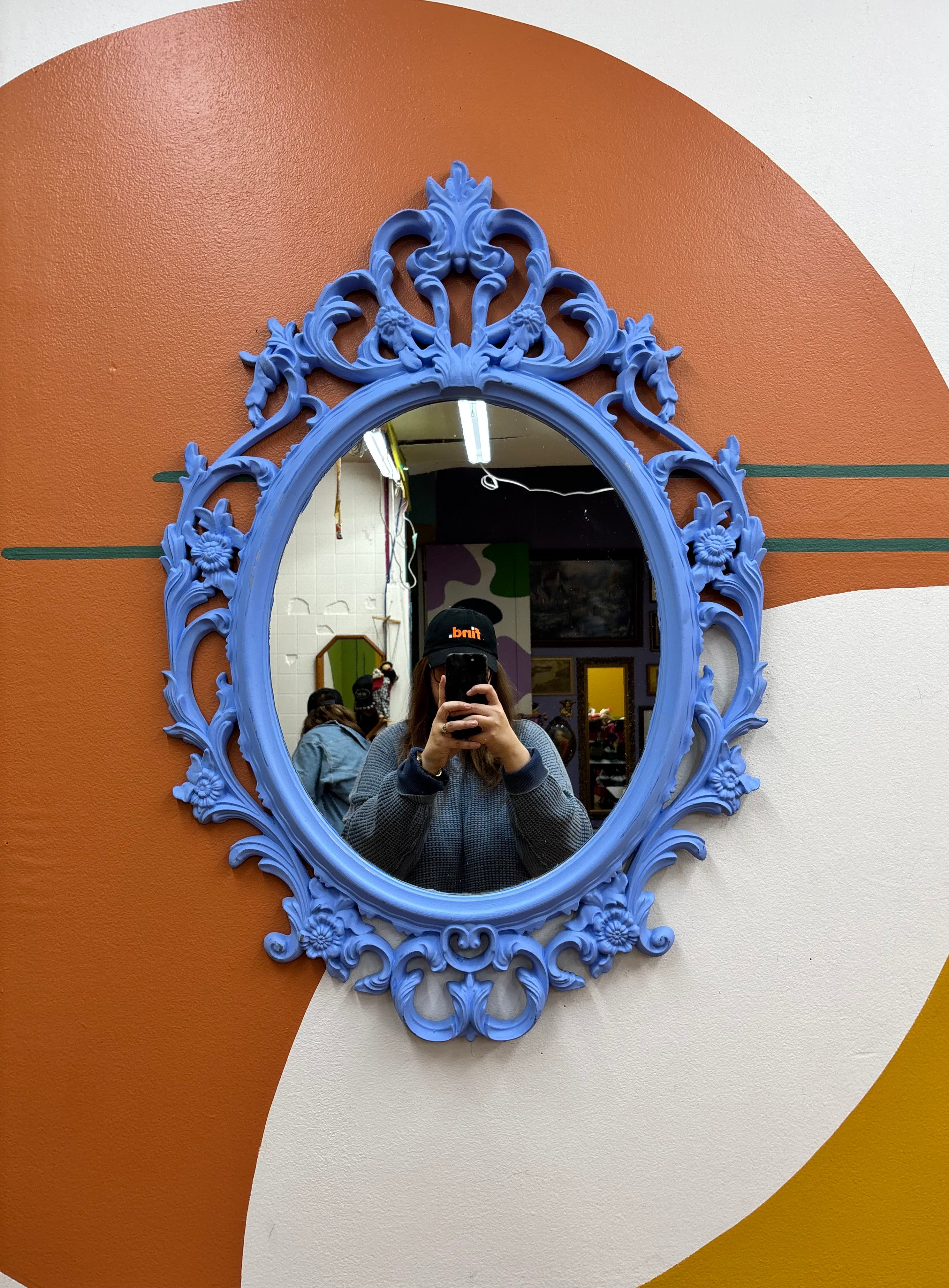 Purple Oval Wall Mirror