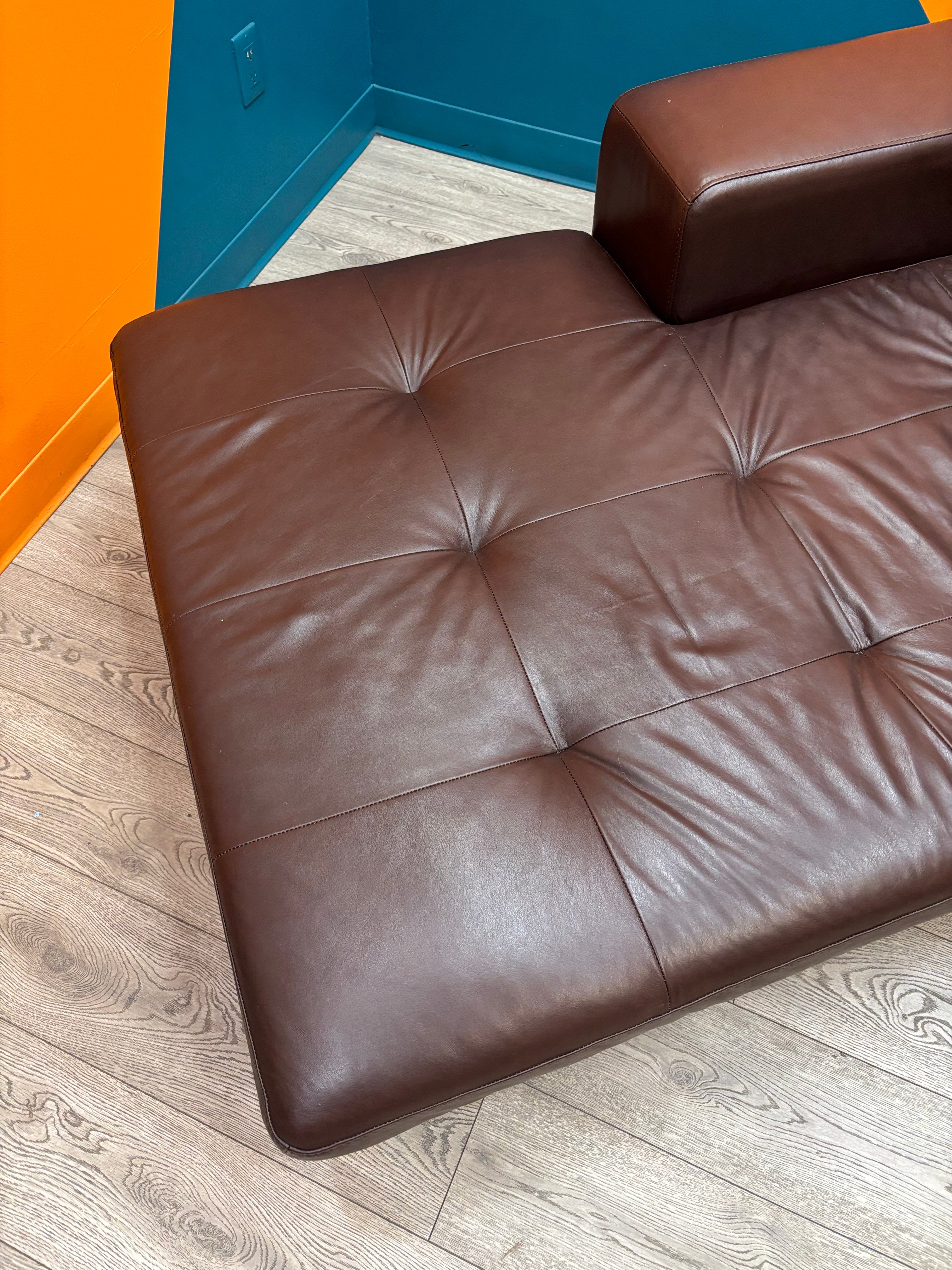 Brown Pleather Chaise Lounge