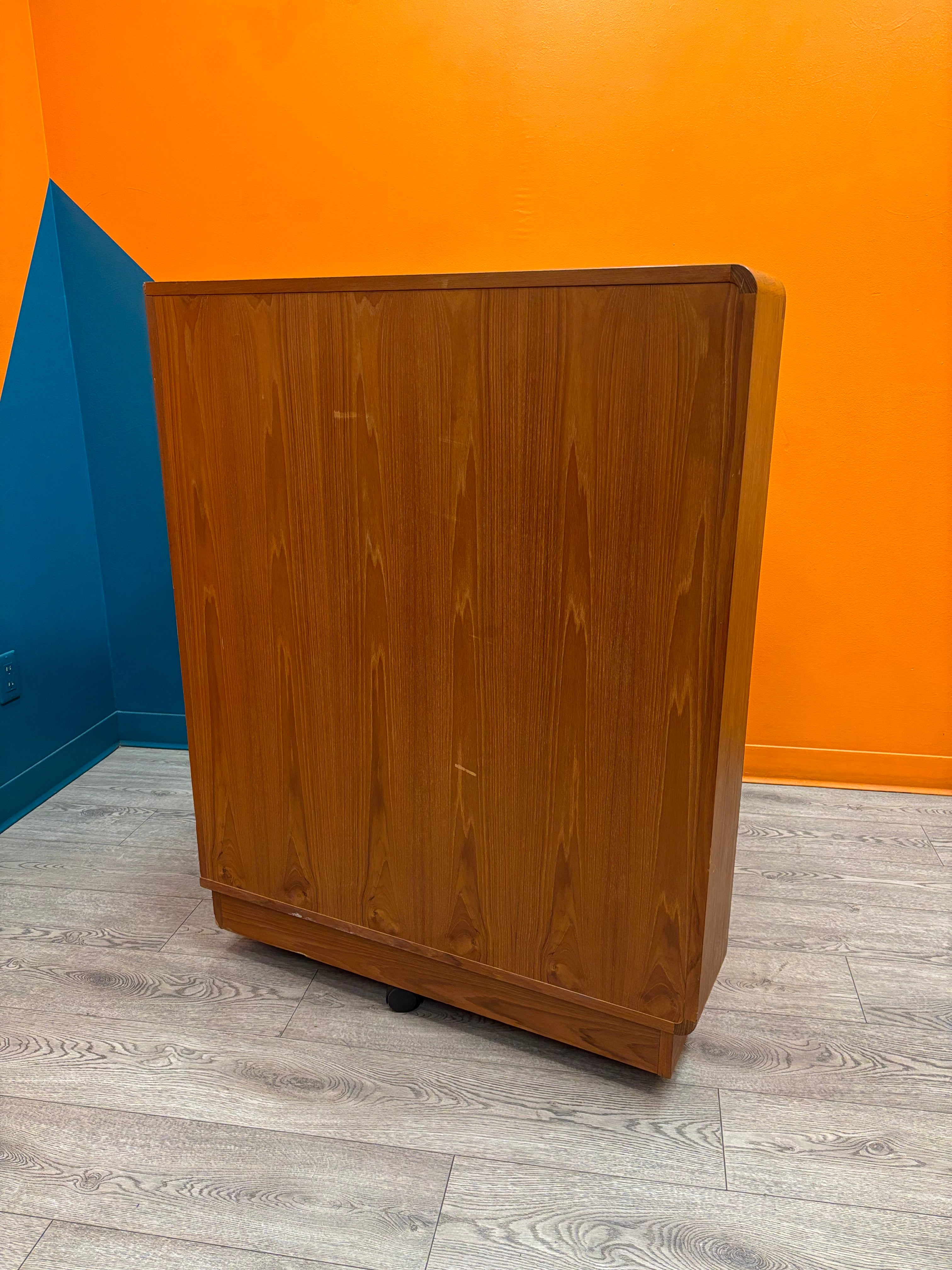 Rolling Wood Corner TV Cabinet