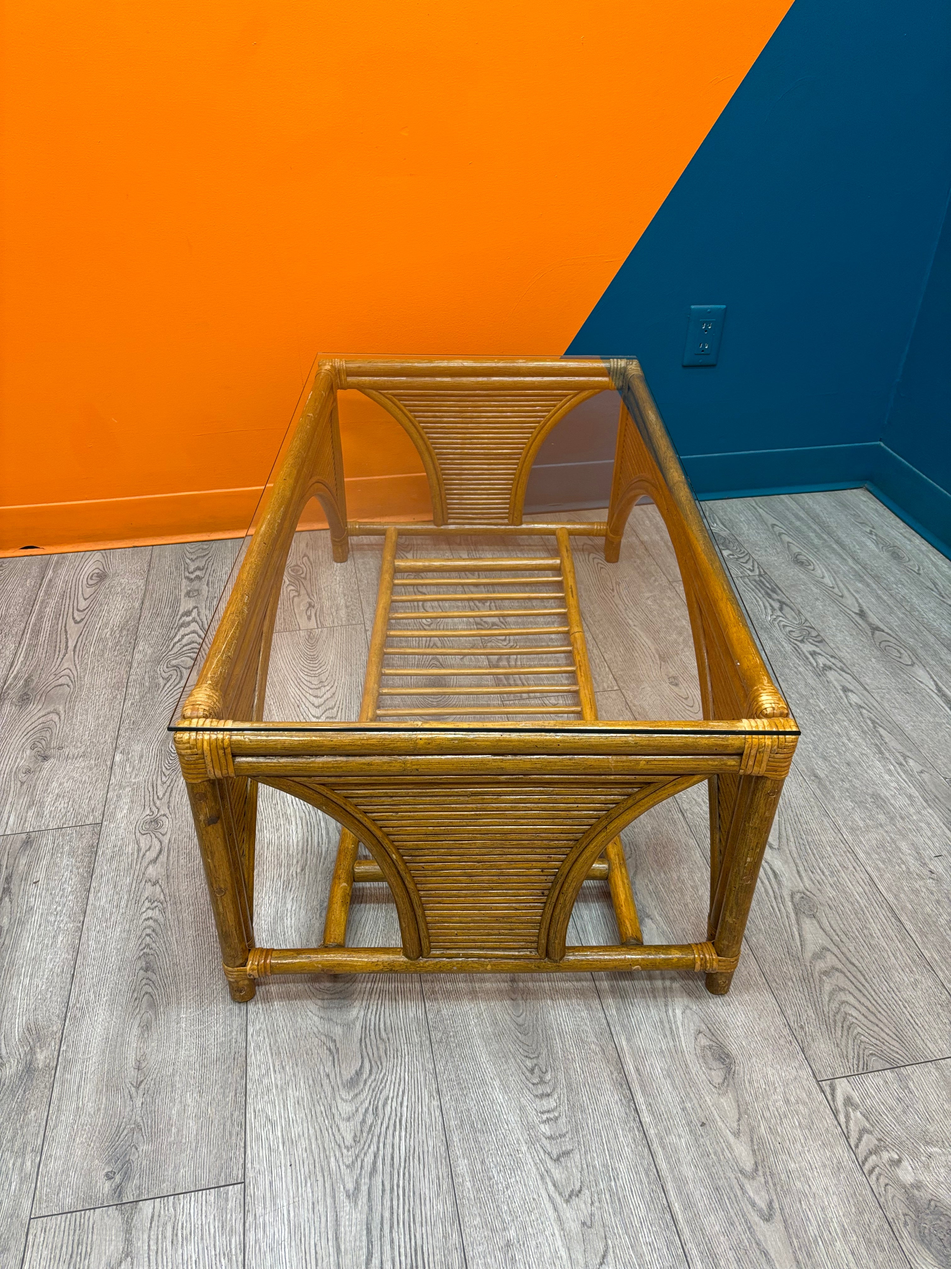Rattan & Glass Coffee Table