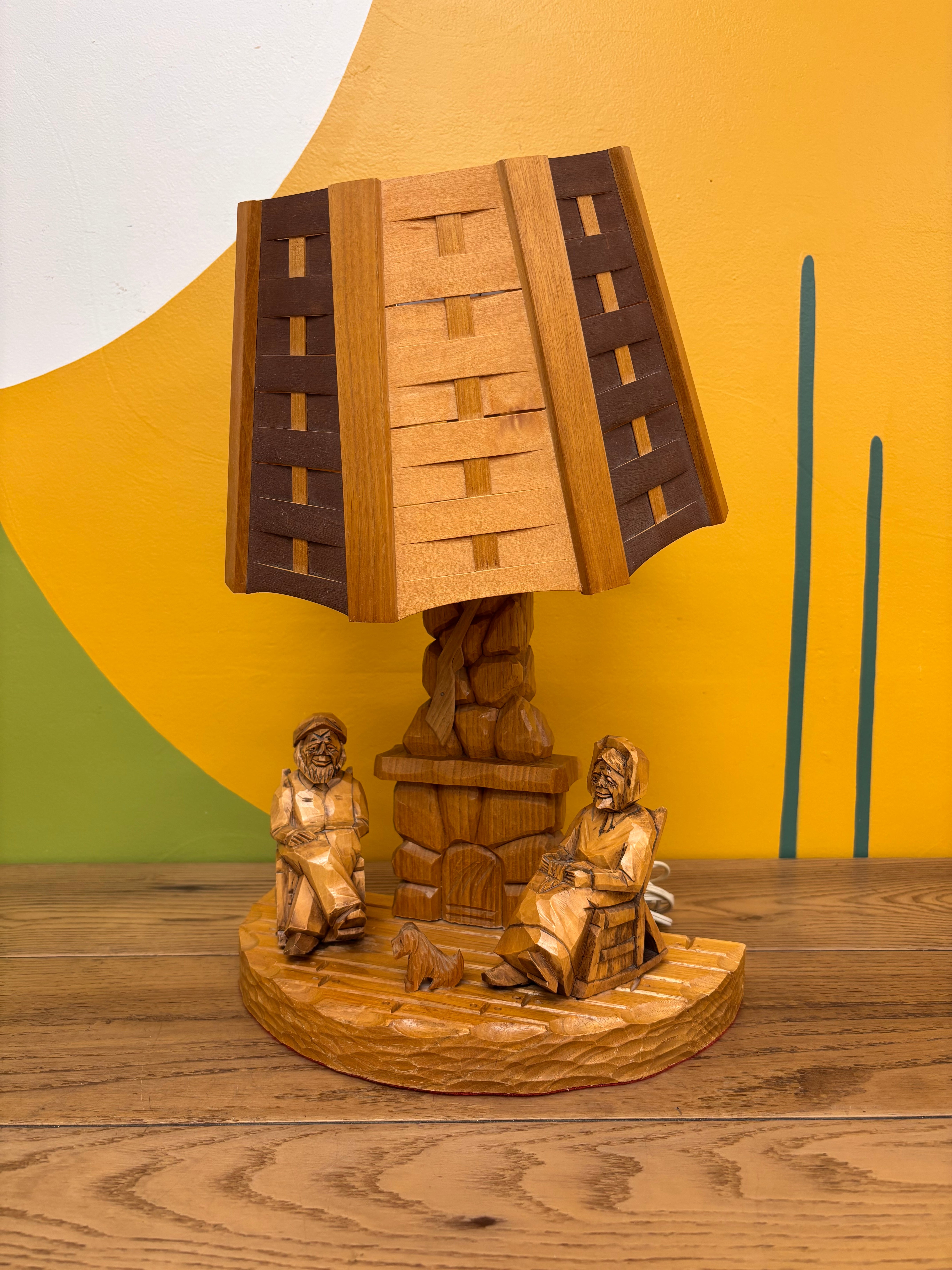 Carved Wood Lamp