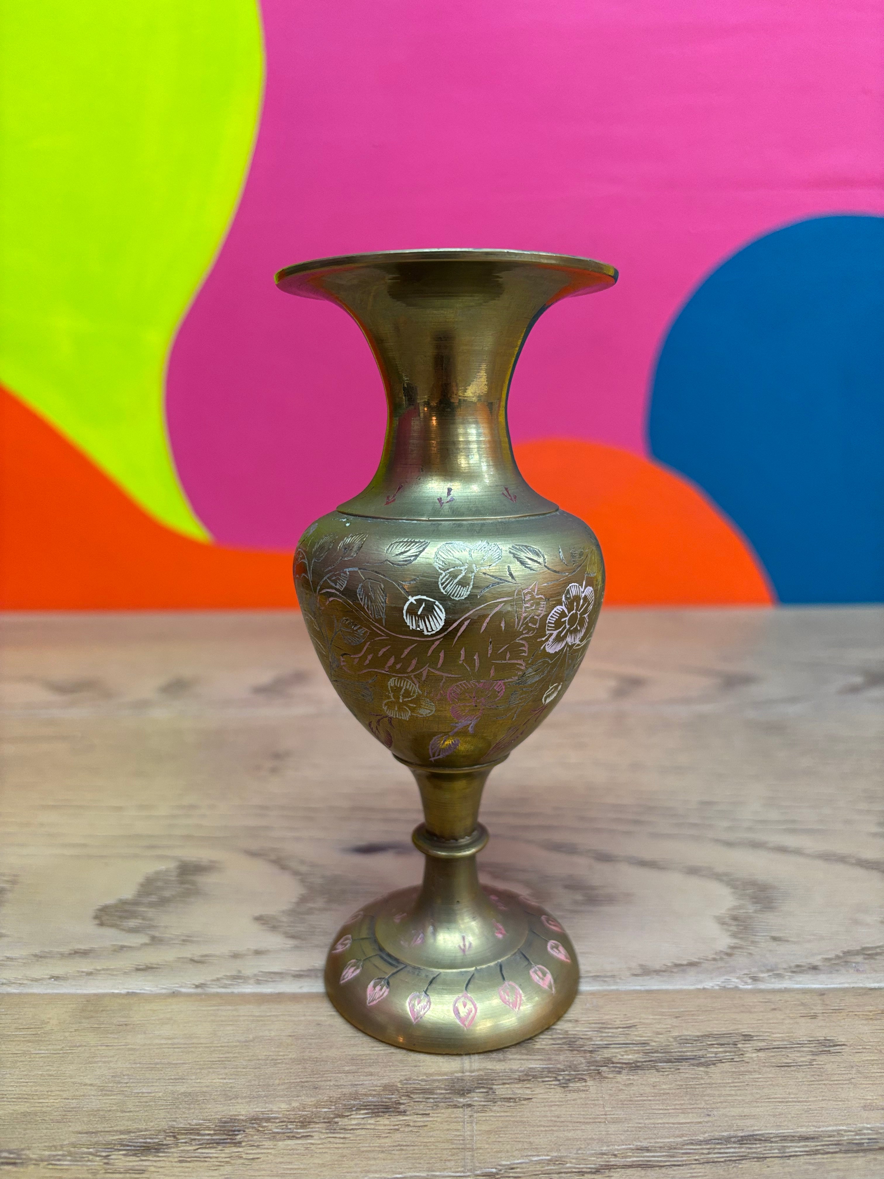 Small Hand Painted Metal Vase