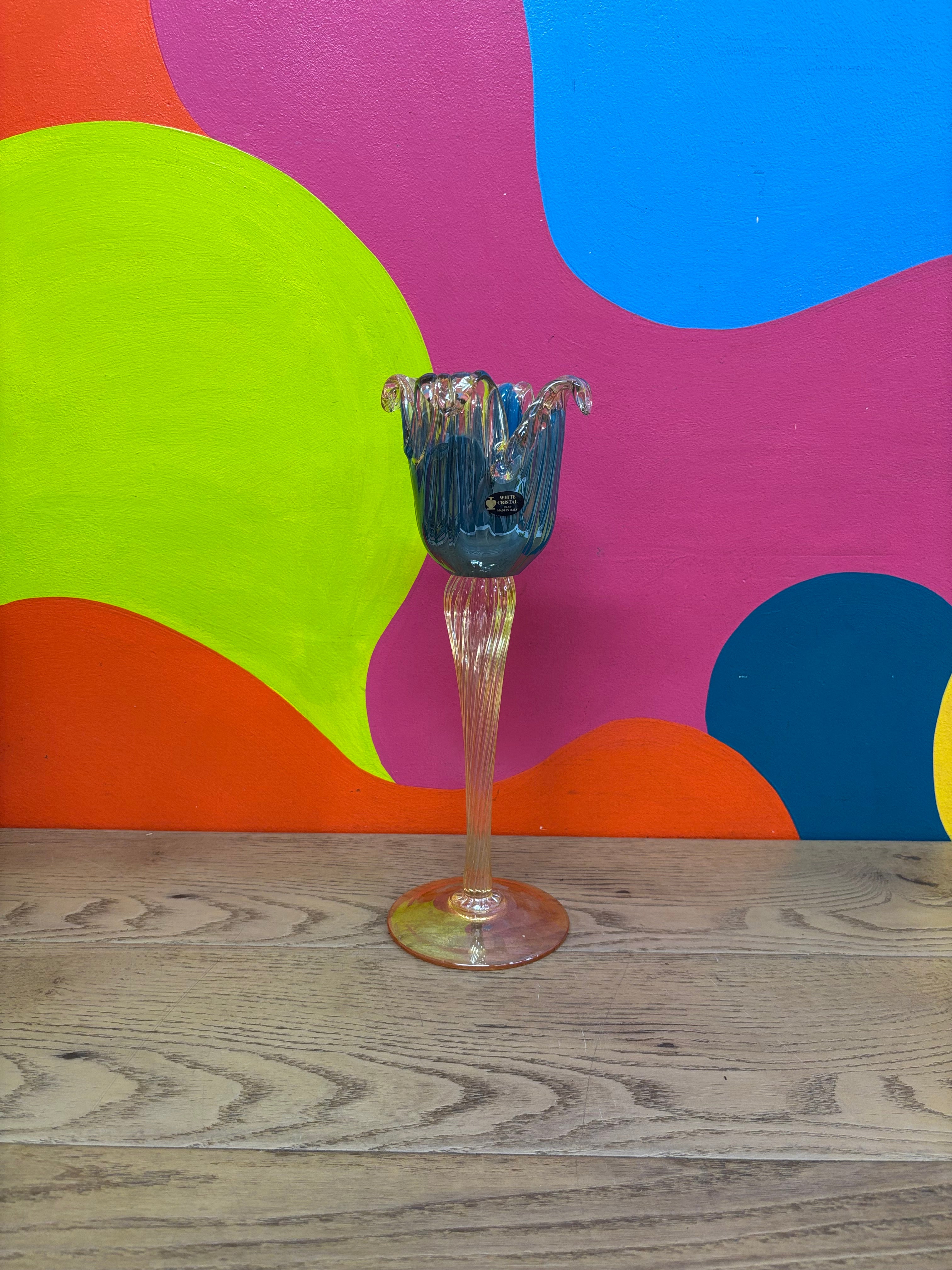 Tall Murano Glass Tulip Candle Holder #2