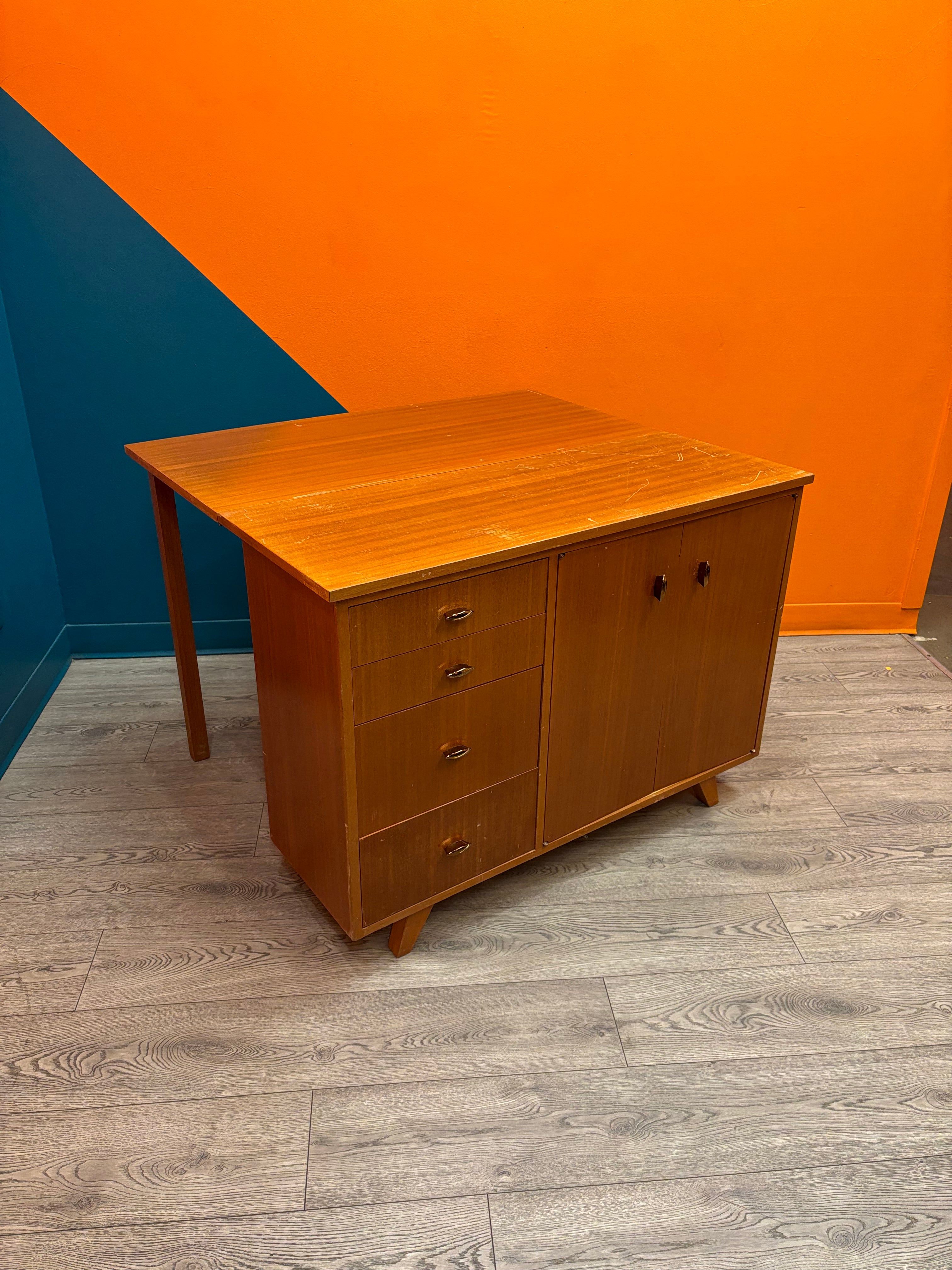 Drop Leaf Wood Cabinet