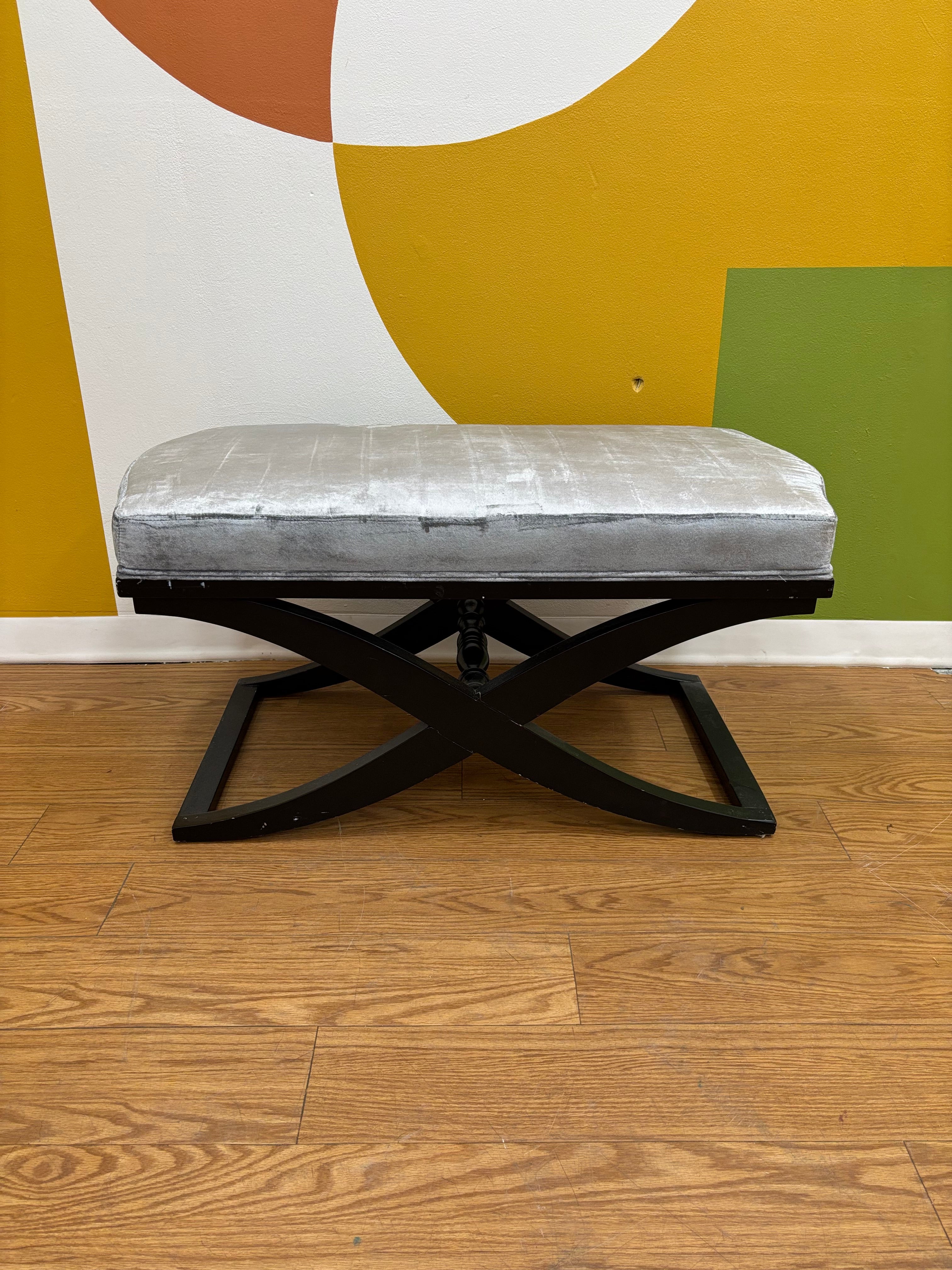 Light Grey Velvet Bench