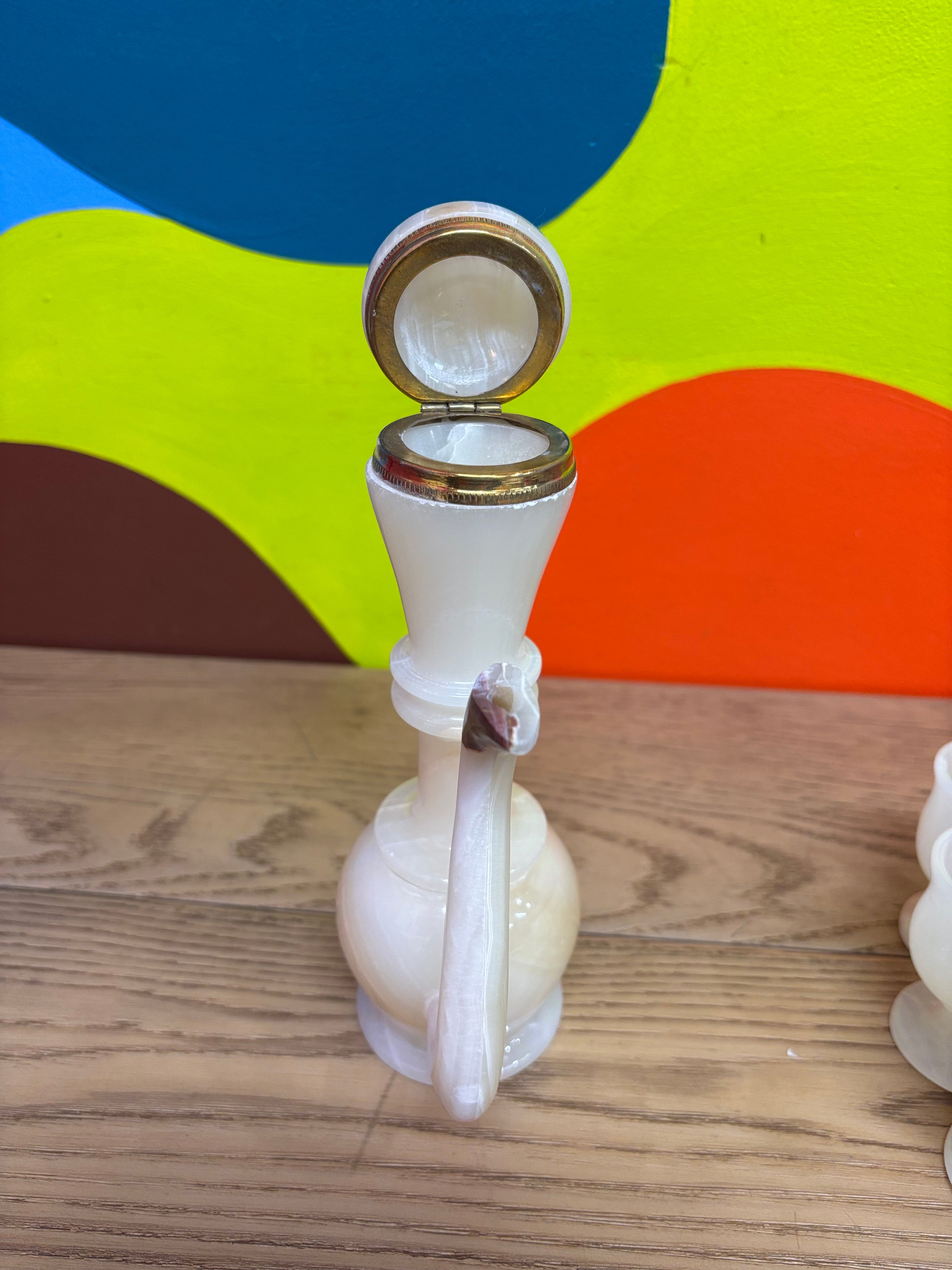 Carved Onyx Pitcher and Goblets Set