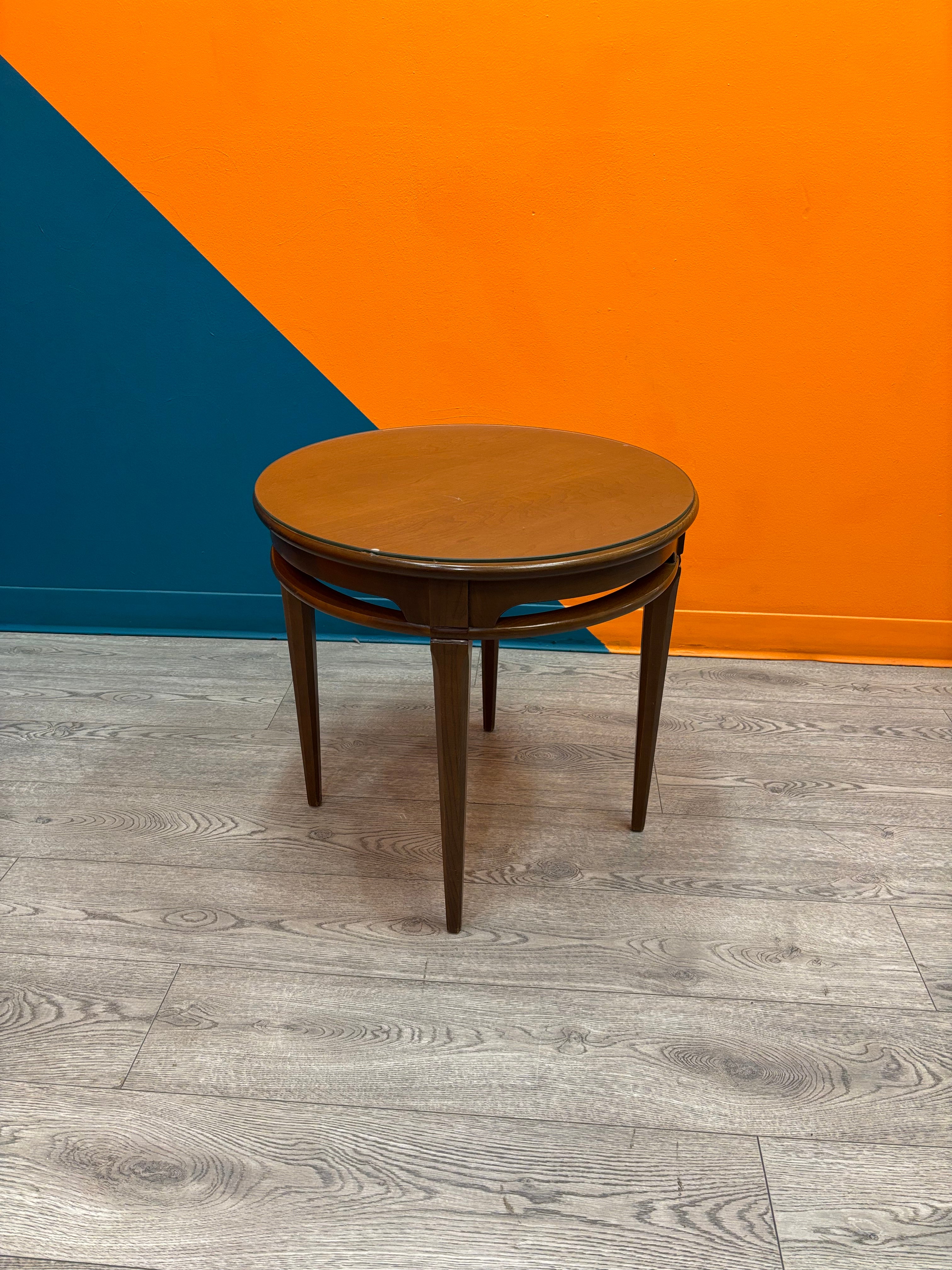 Round Wood & Glass Side Table