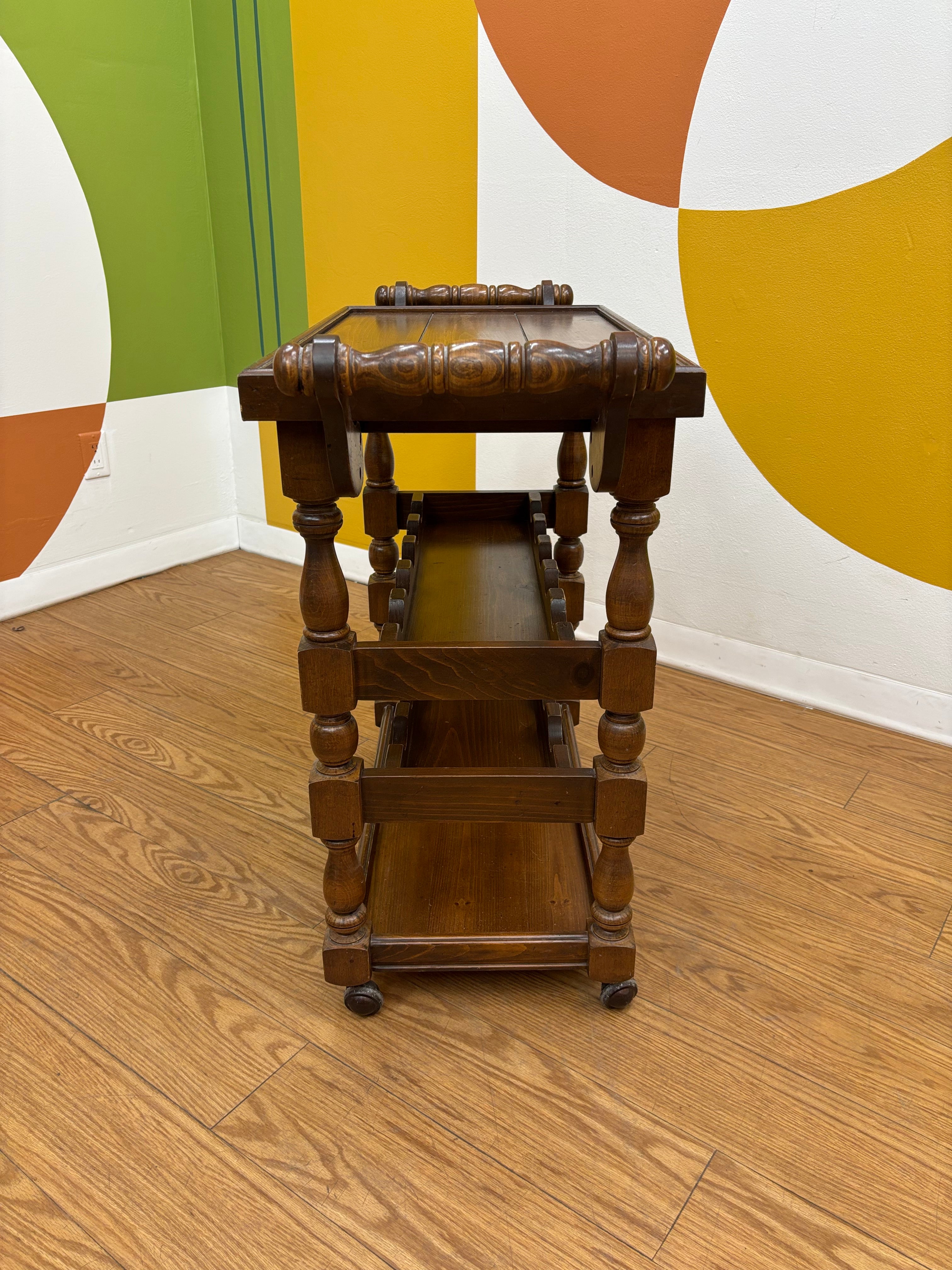 Rolling Wood Bar Cart