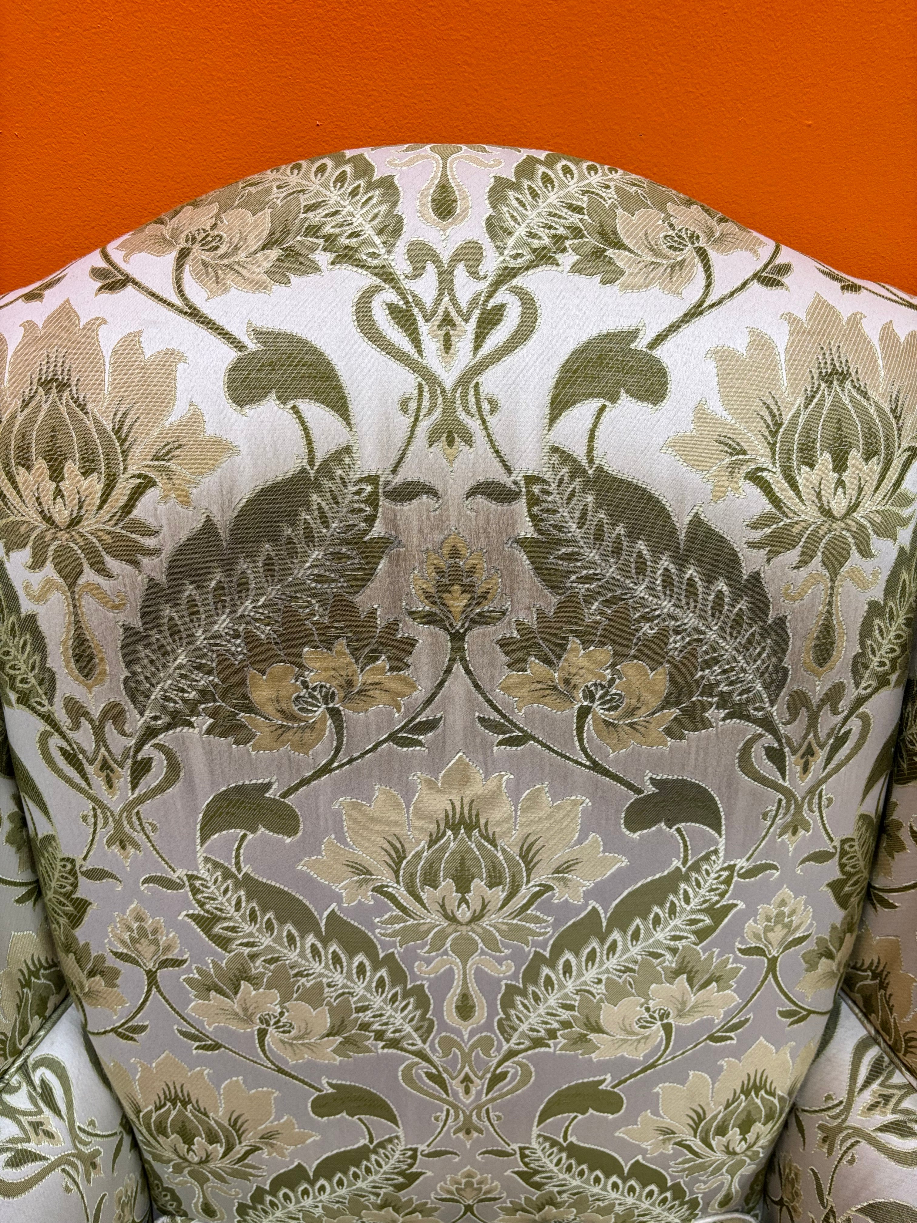 Green Floral Wingback Chair