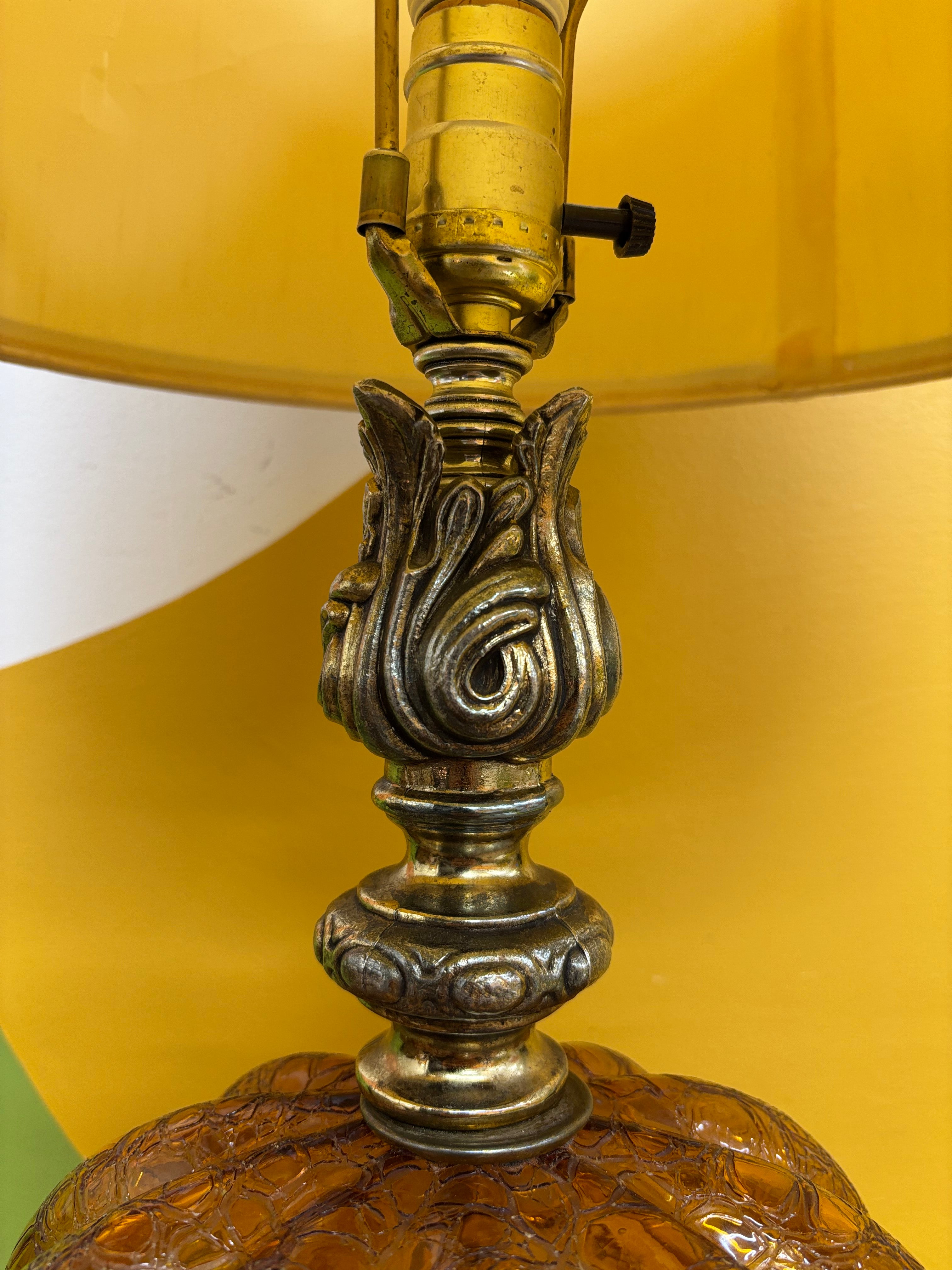 Amber Glass Table Lamp