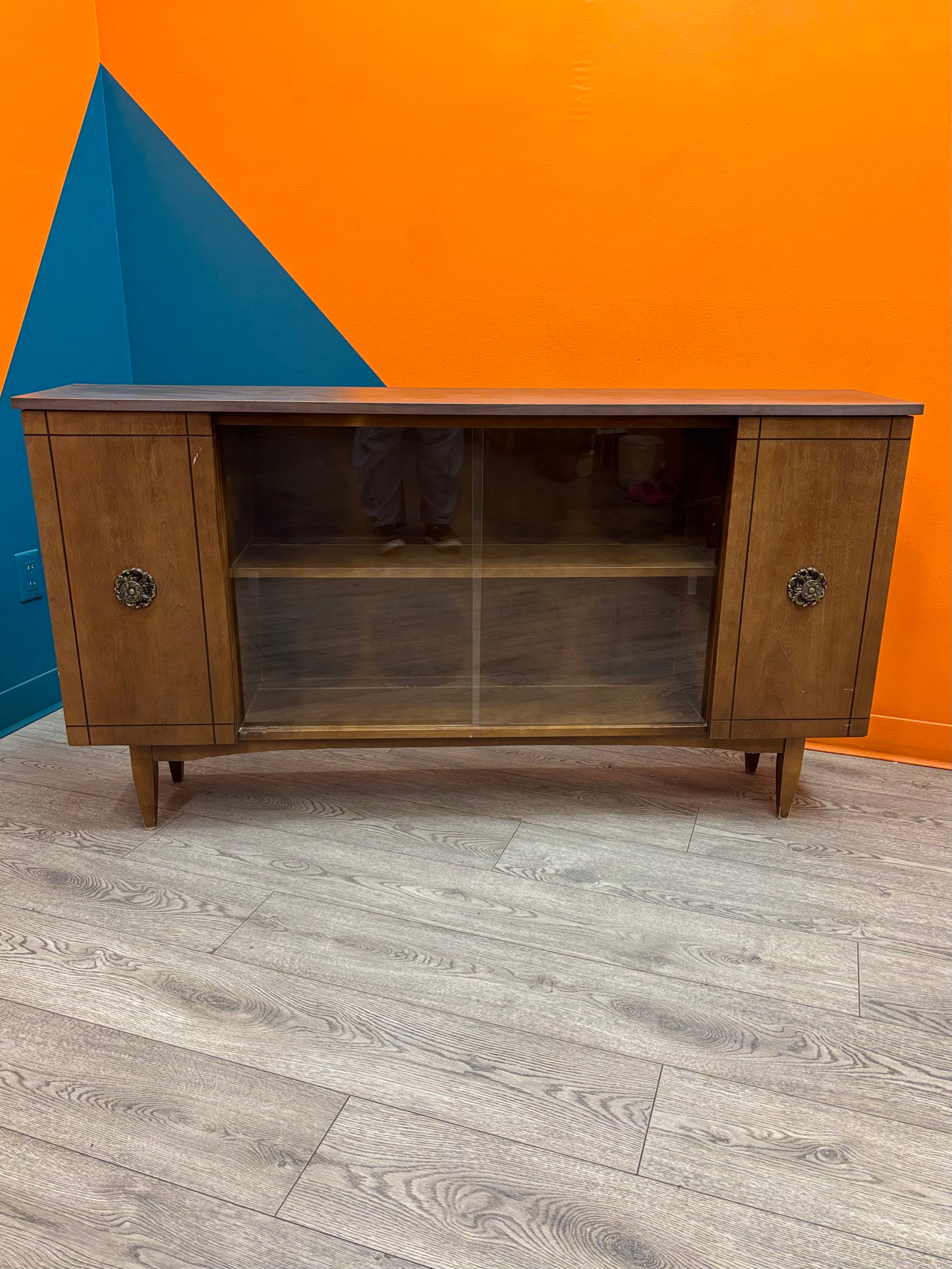 Wood Cabinet with Glass Doors