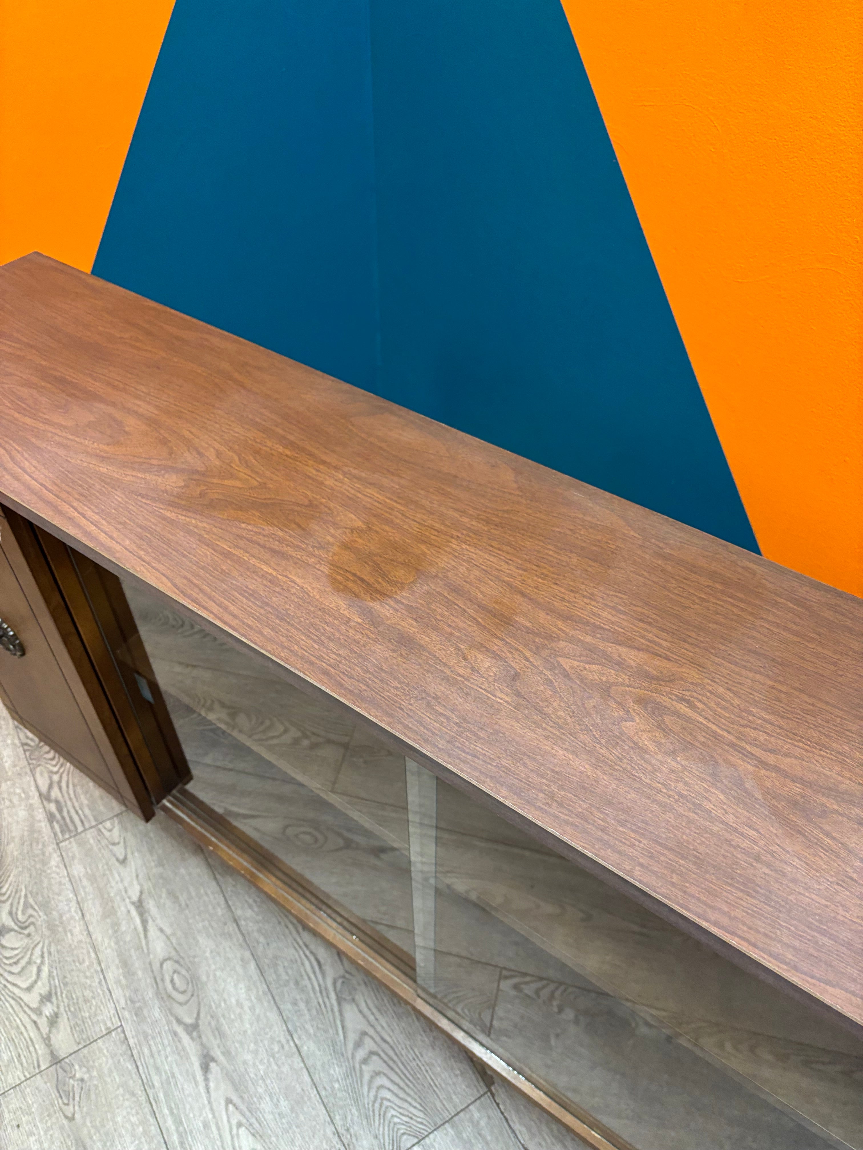 Wood Cabinet with Glass Doors