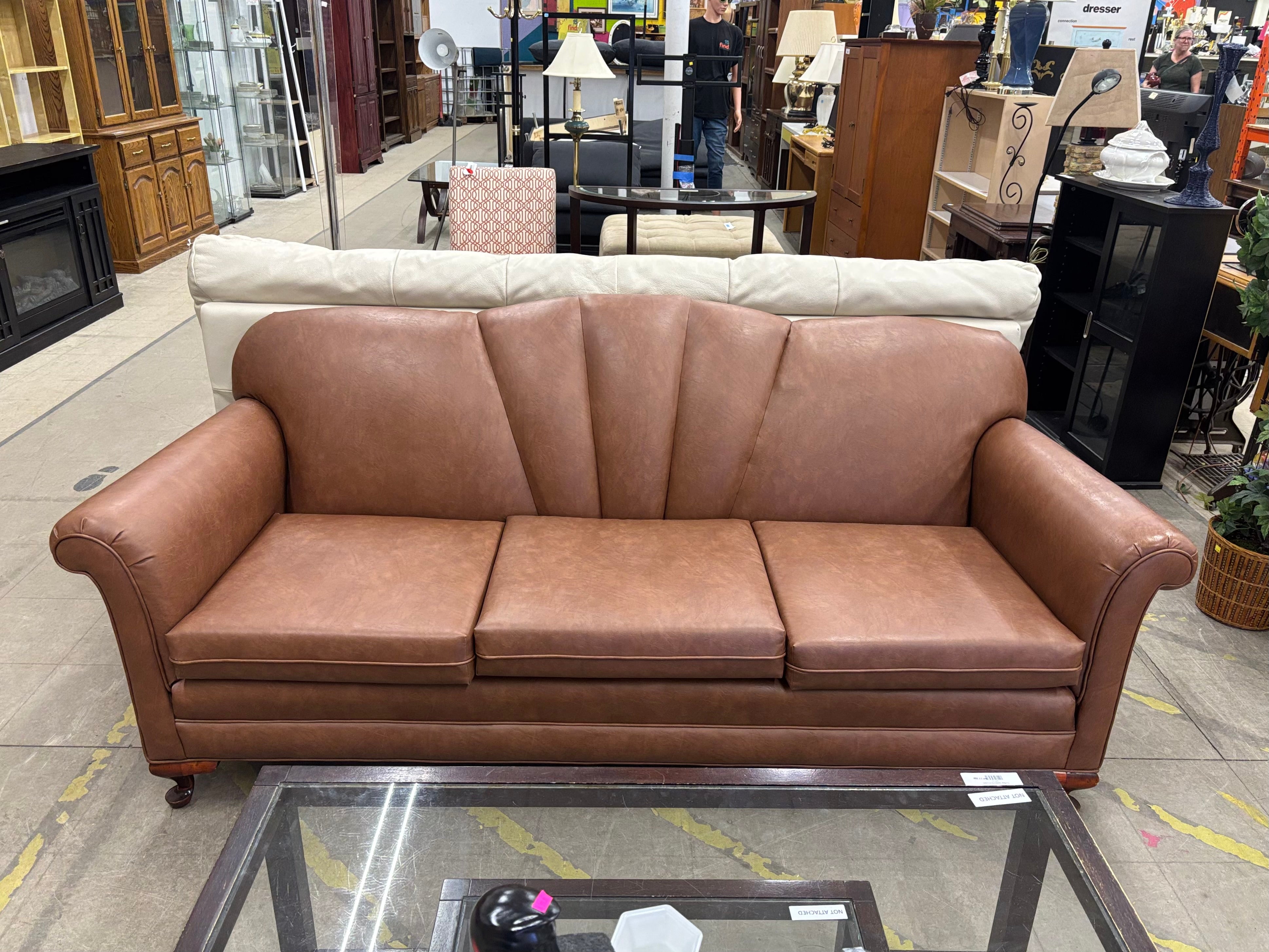 Brown Faux Leather Sofa